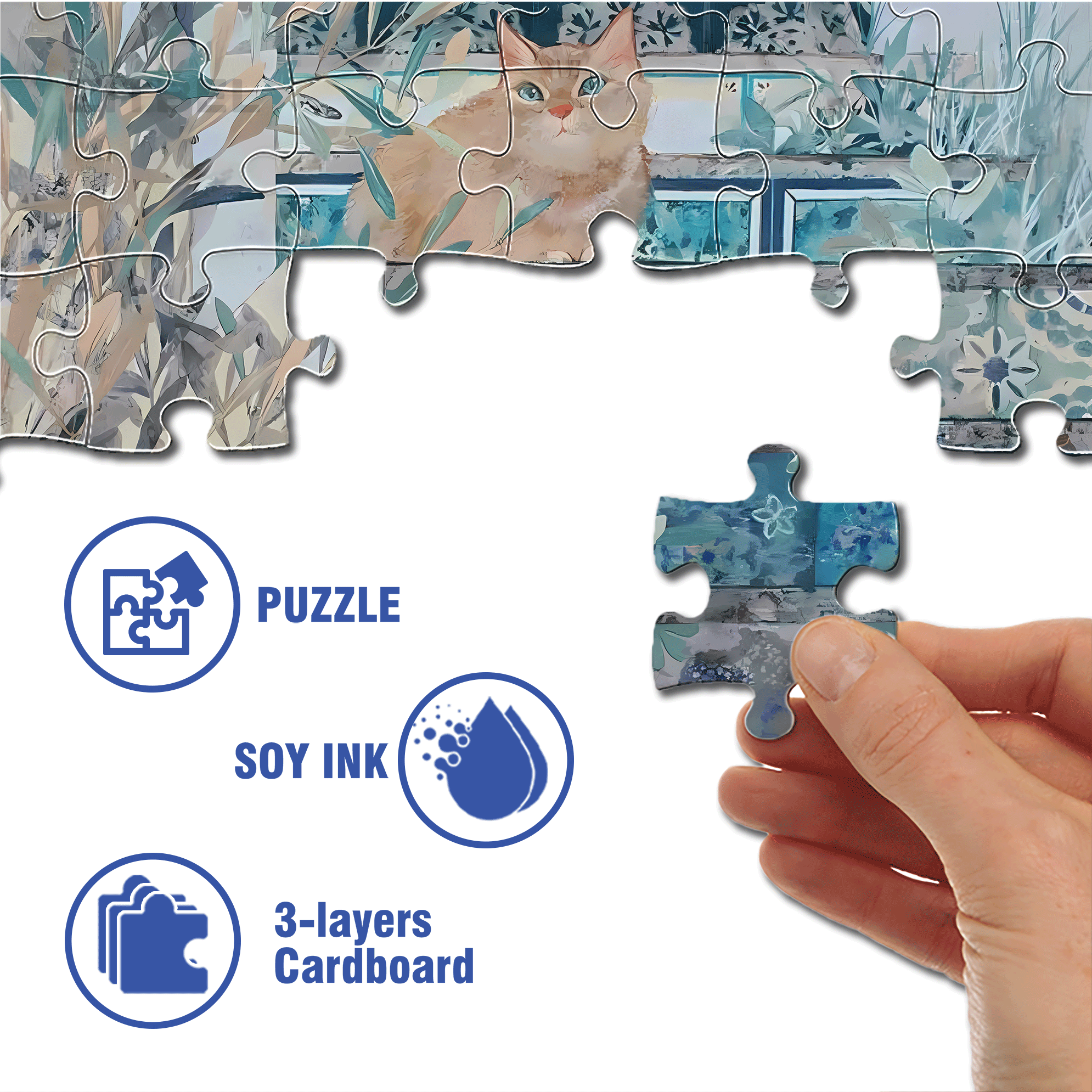 Cat On The Stairs 500pcs/1000pcs Jigsaw Puzzle, Scratch-Resistant, Interactive Family Game & Brain-Boosting DIY Decor, Perfect for Halloween, Christmas & New Year Gifts, Family Puzzle Game