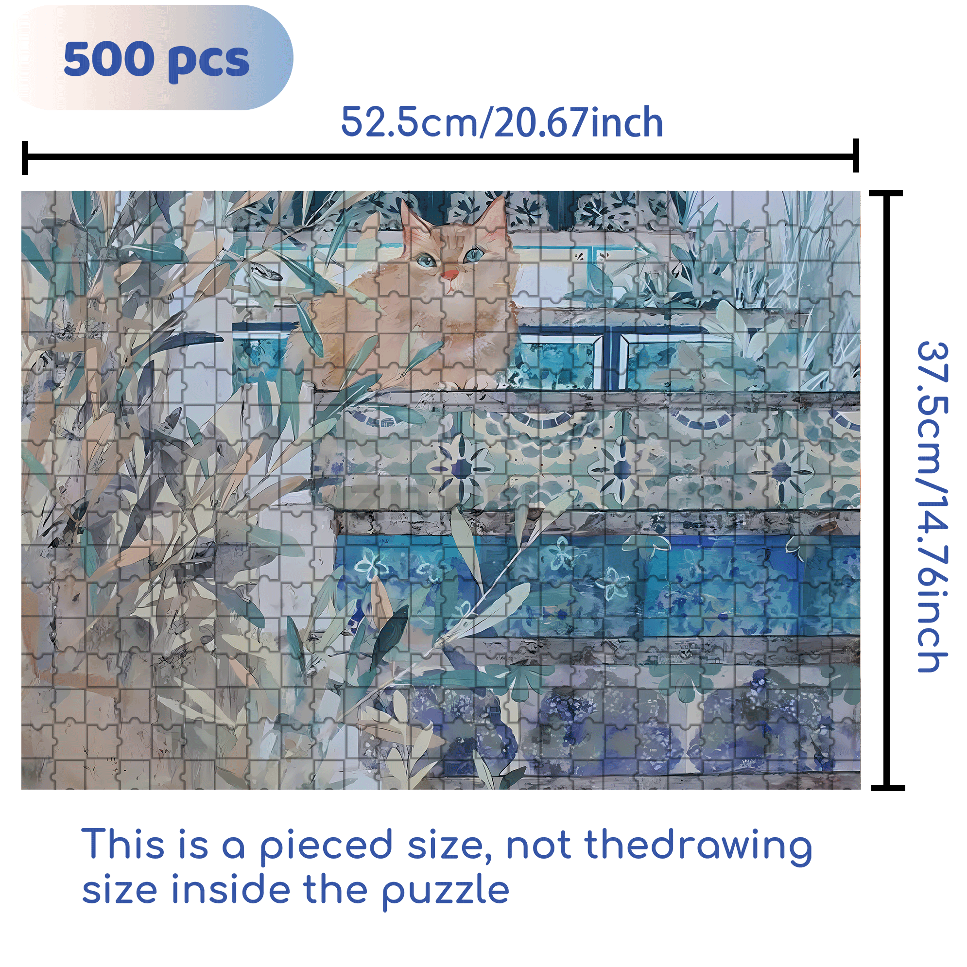 Cat On The Stairs 500pcs/1000pcs Jigsaw Puzzle, Scratch-Resistant, Interactive Family Game & Brain-Boosting DIY Decor, Perfect for Halloween, Christmas & New Year Gifts, Family Puzzle Game