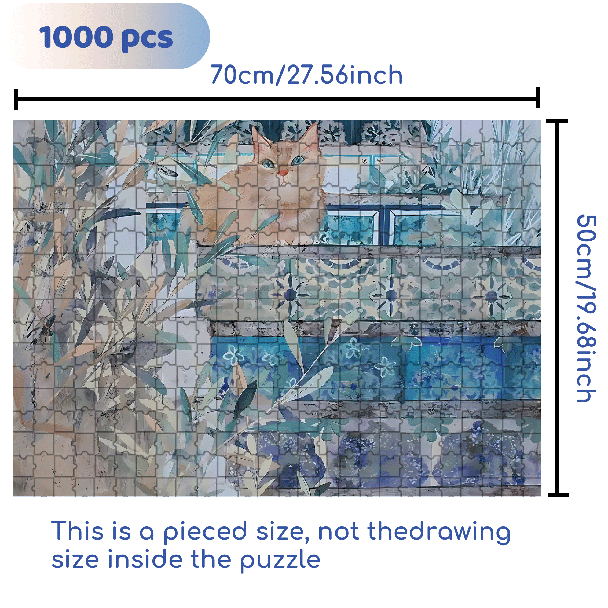 Cat On The Stairs 500pcs/1000pcs Jigsaw Puzzle, Scratch-Resistant, Interactive Family Game & Brain-Boosting DIY Decor, Perfect for Halloween, Christmas & New Year Gifts, Family Puzzle Game