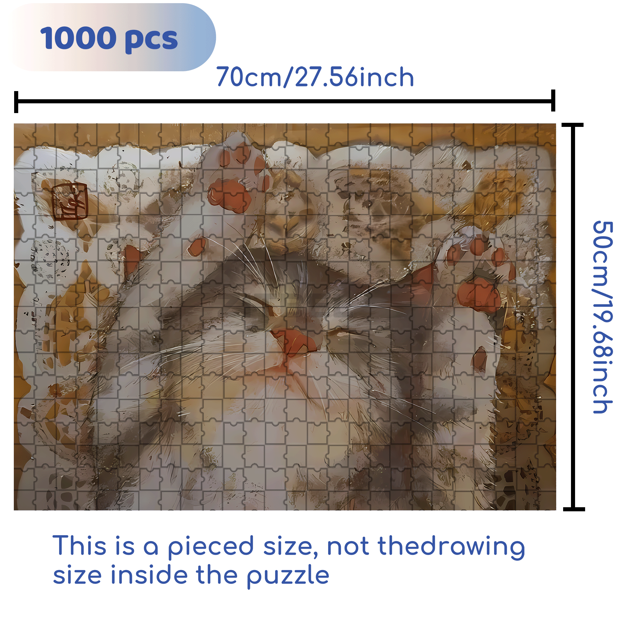 Cat Sleeping 2 500pcs/1000pcs Jigsaw Puzzle, Scratch-Resistant, Interactive Family Game & Brain-Boosting DIY Decor, Perfect for Halloween, Christmas & New Year Gifts, Family Puzzle Game