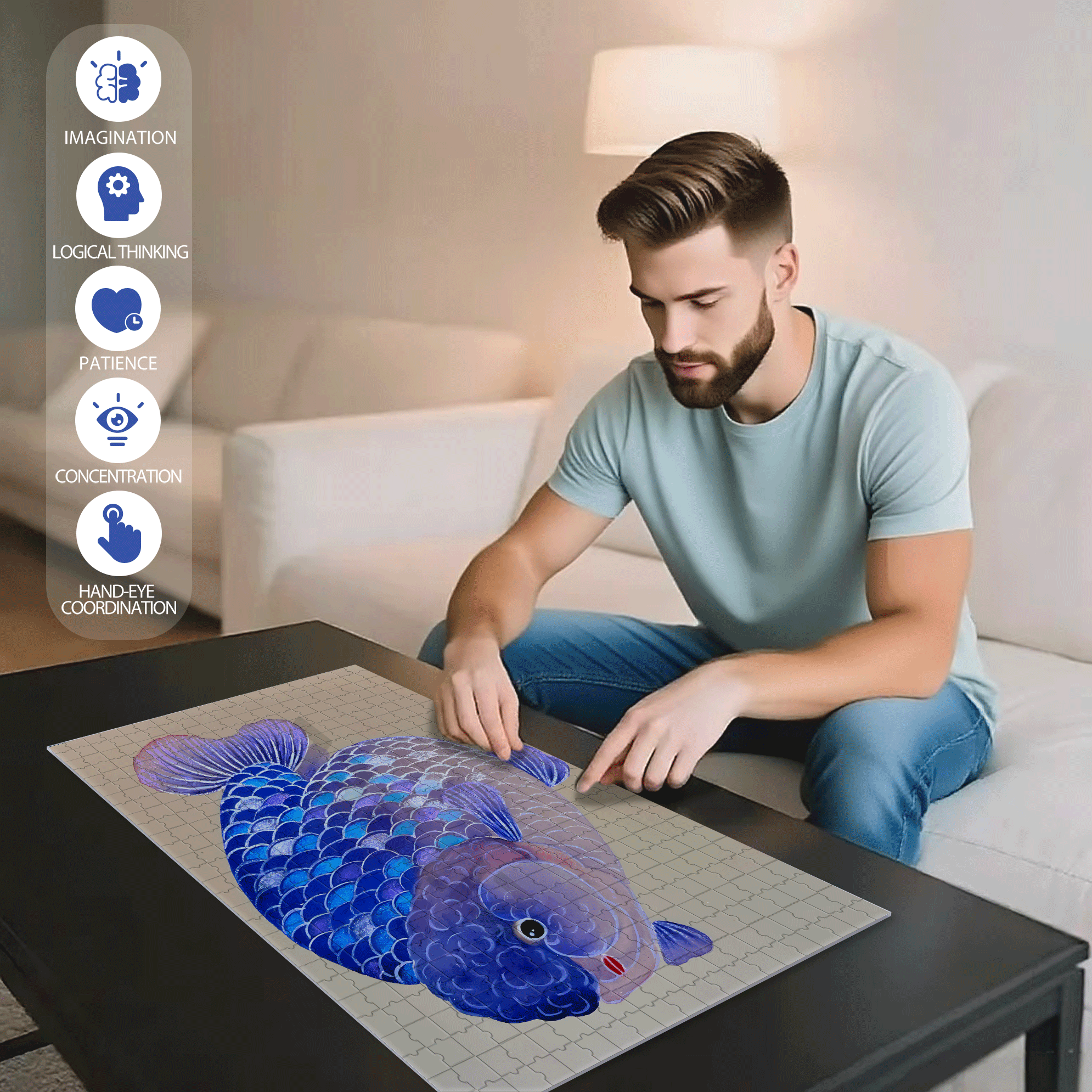Chubby 2 500pcs/1000pcs Jigsaw Puzzle, Scratch-Resistant, Interactive Family Game & Brain-Boosting DIY Decor, Perfect for Halloween, Christmas & New Year Gifts, Family Puzzle Game
