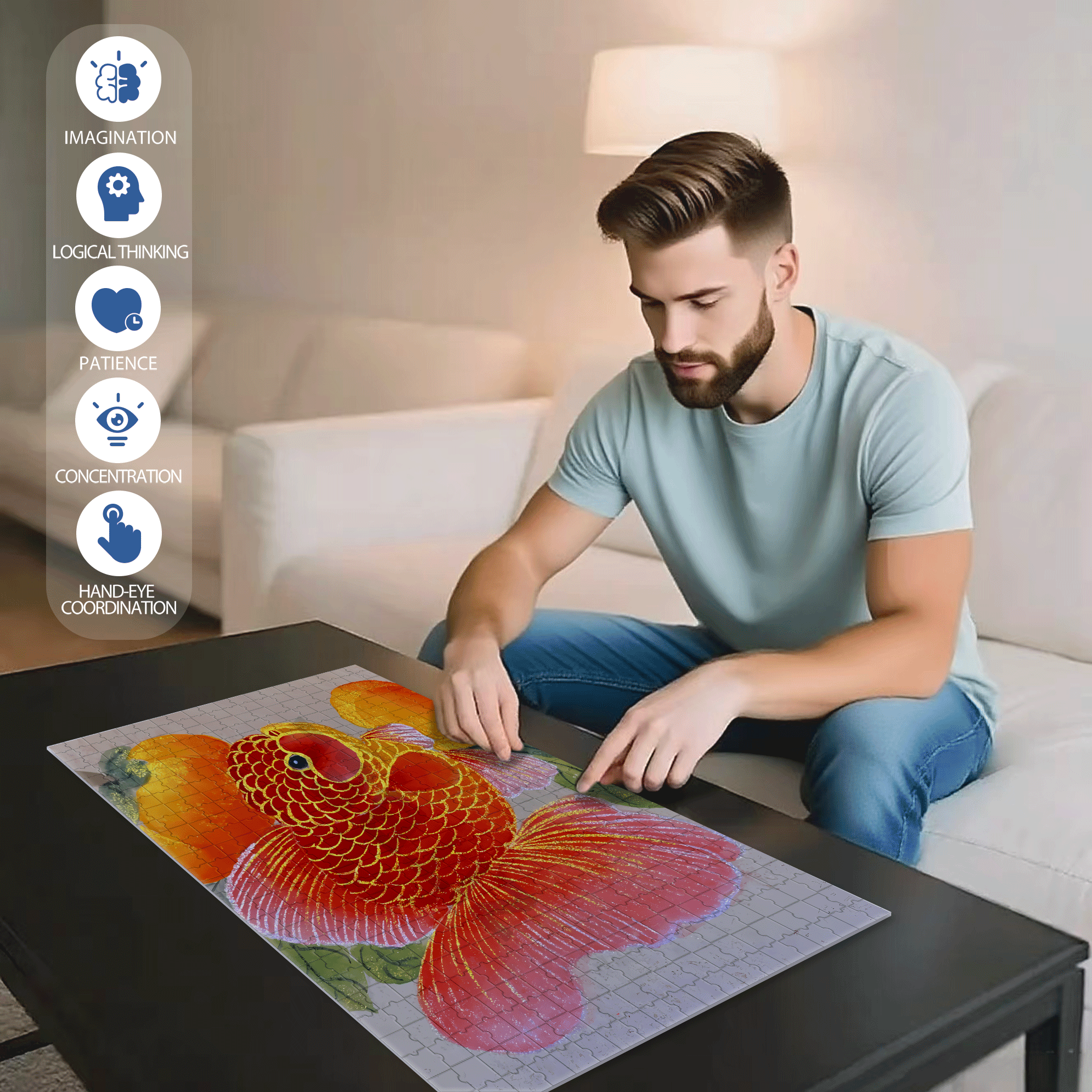Chubby 500pcs/1000pcs Jigsaw Puzzle, Scratch-Resistant, Interactive Family Game & Brain-Boosting DIY Decor, Perfect for Halloween, Christmas & New Year Gifts, Family Puzzle Game