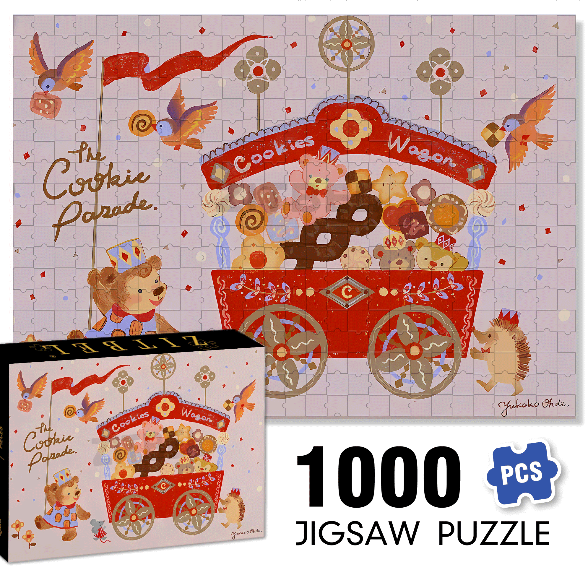 Cookies Wagon 500pcs/1000pcs Jigsaw Puzzle, Scratch-Resistant, Interactive Family Game & Brain-Boosting DIY Decor, Perfect for Halloween, Christmas & New Year Gifts, Family Puzzle Game