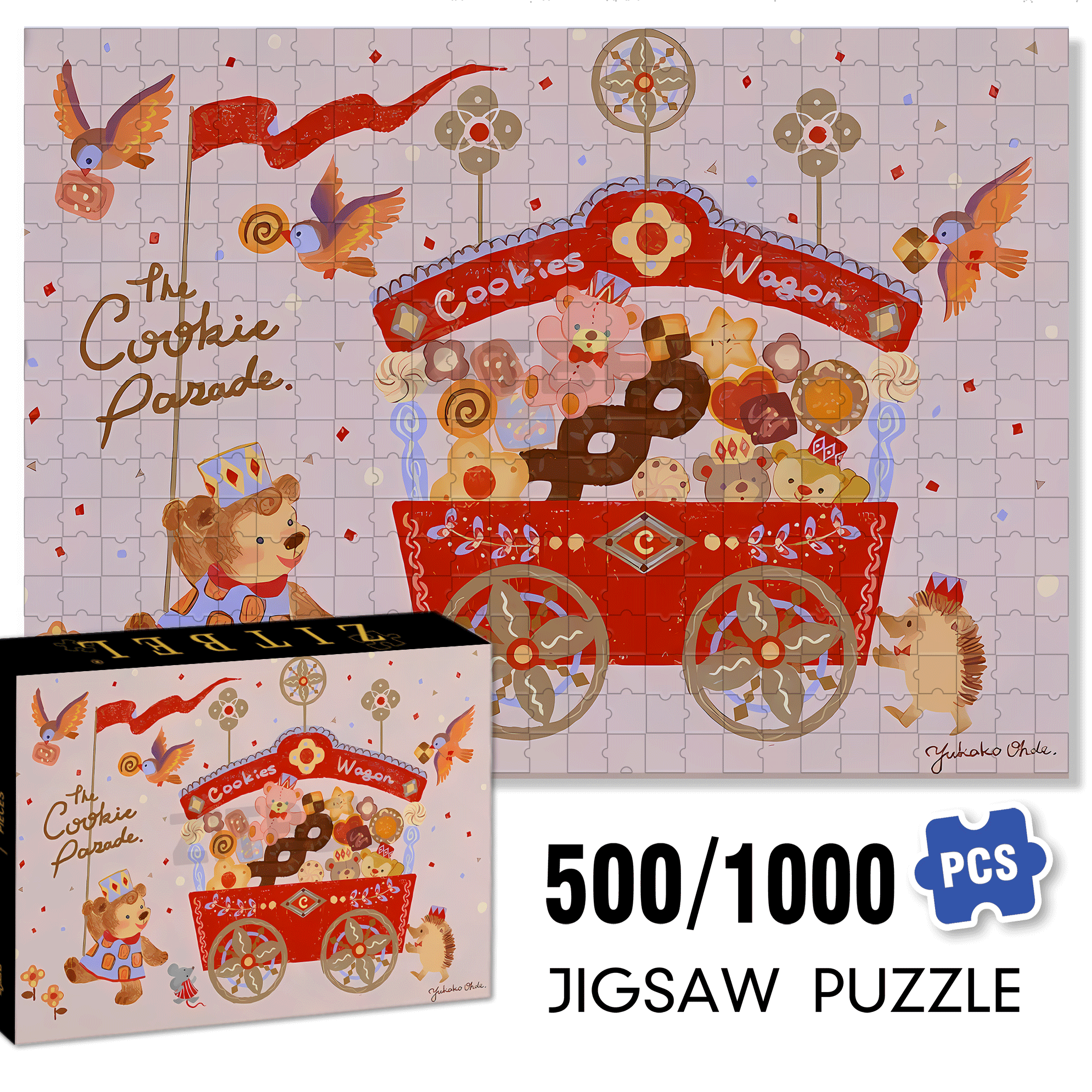 Cookies Wagon 500pcs/1000pcs Jigsaw Puzzle, Scratch-Resistant, Interactive Family Game & Brain-Boosting DIY Decor, Perfect for Halloween, Christmas & New Year Gifts, Family Puzzle Game