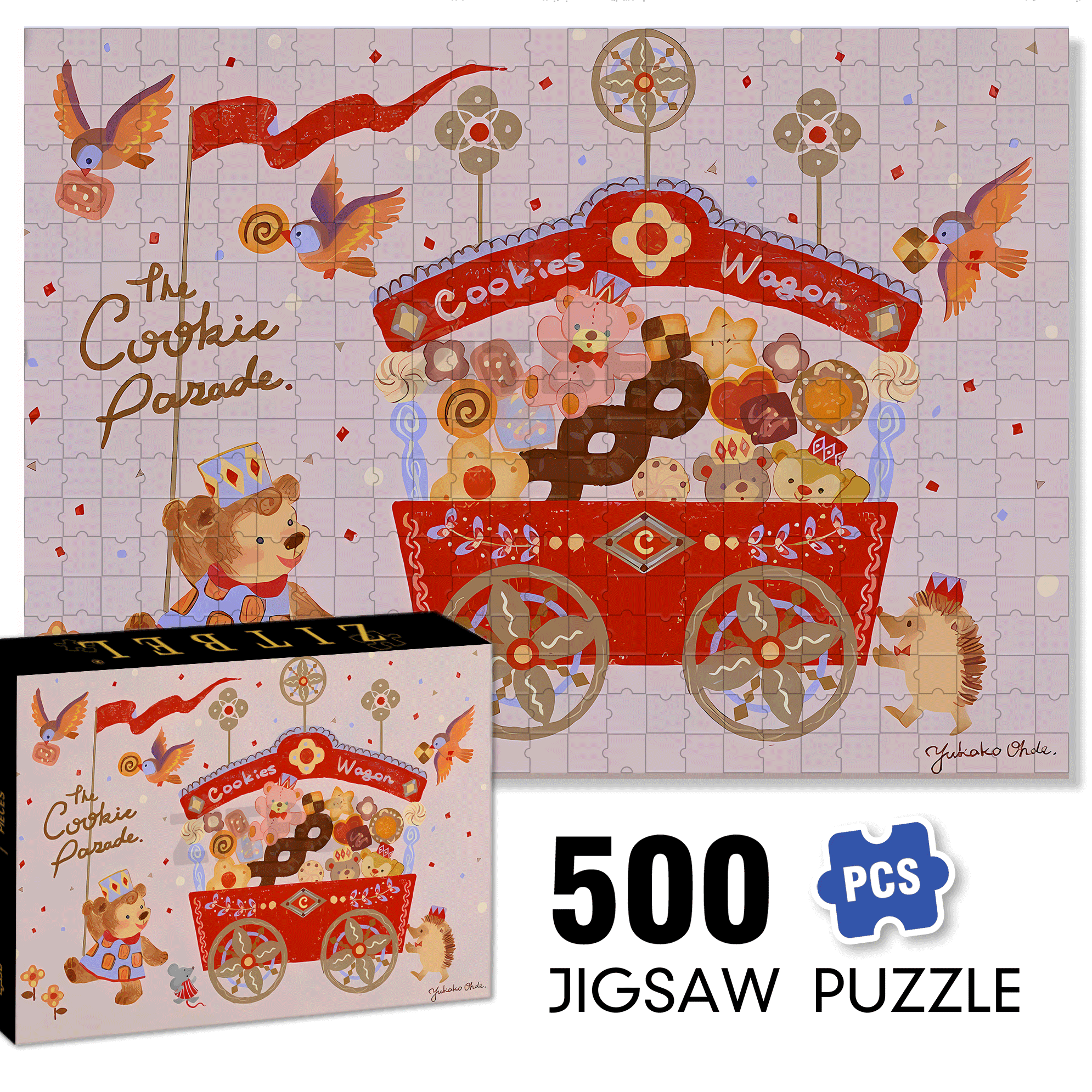 Cookies Wagon 500pcs/1000pcs Jigsaw Puzzle, Scratch-Resistant, Interactive Family Game & Brain-Boosting DIY Decor, Perfect for Halloween, Christmas & New Year Gifts, Family Puzzle Game