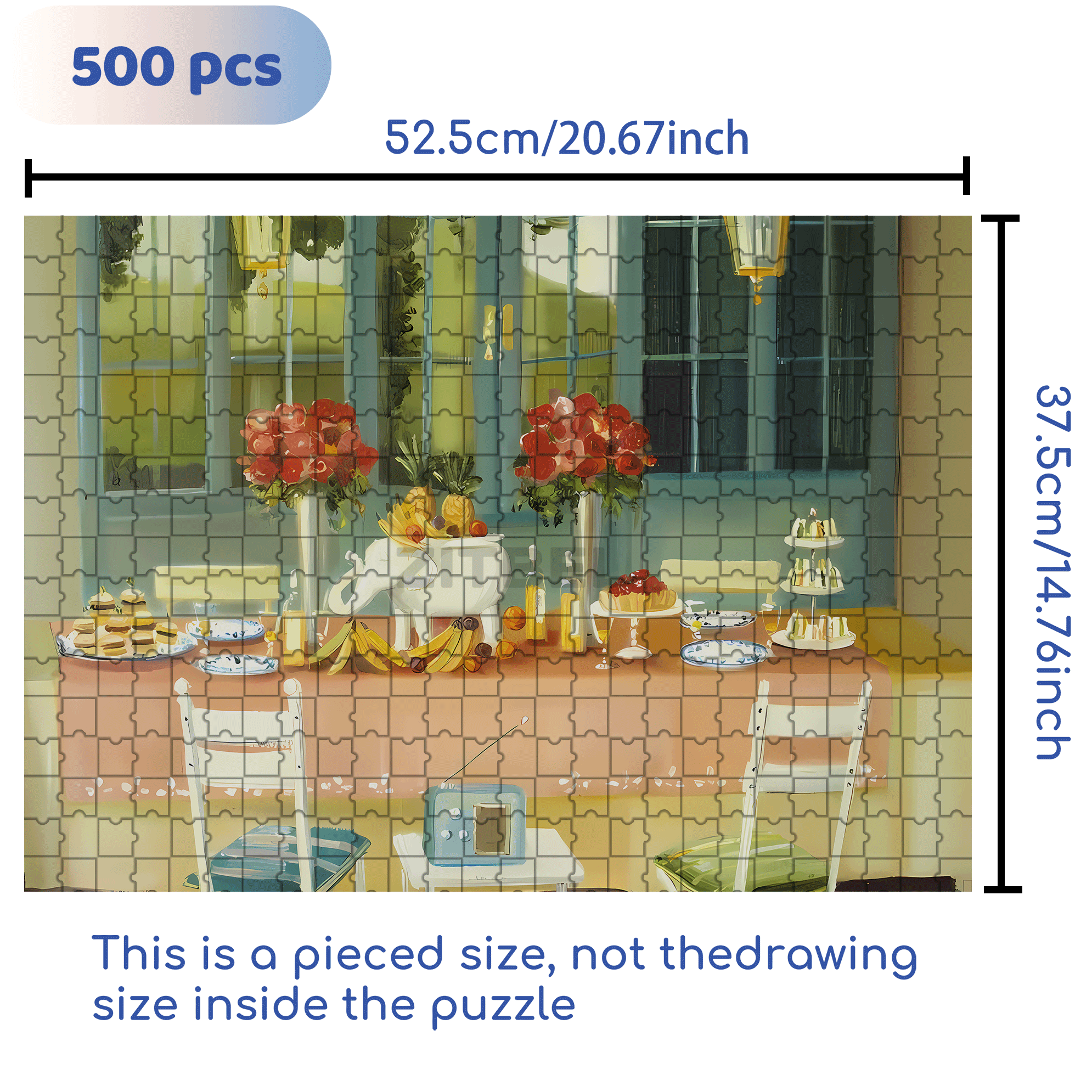 Elephant Fruit Platter 500pcs/1000pcs Jigsaw Puzzle, Scratch-Resistant, Interactive Family Game & Brain-Boosting DIY Decor, Perfect for Halloween, Christmas & New Year Gifts, Family Puzzle Game