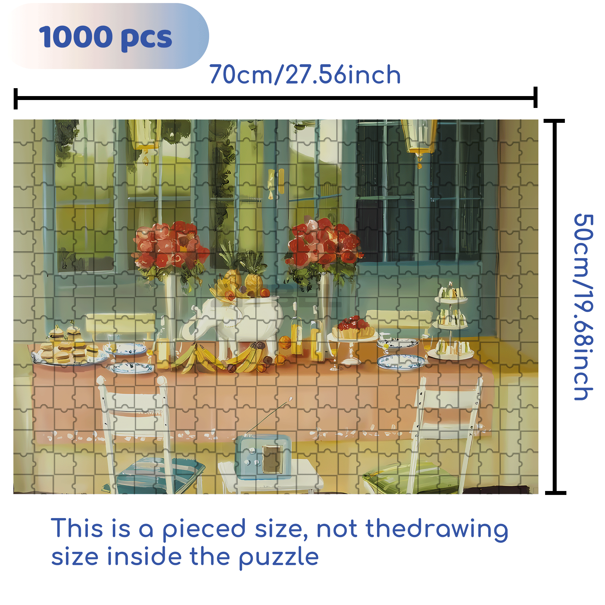 Elephant Fruit Platter 500pcs/1000pcs Jigsaw Puzzle, Scratch-Resistant, Interactive Family Game & Brain-Boosting DIY Decor, Perfect for Halloween, Christmas & New Year Gifts, Family Puzzle Game