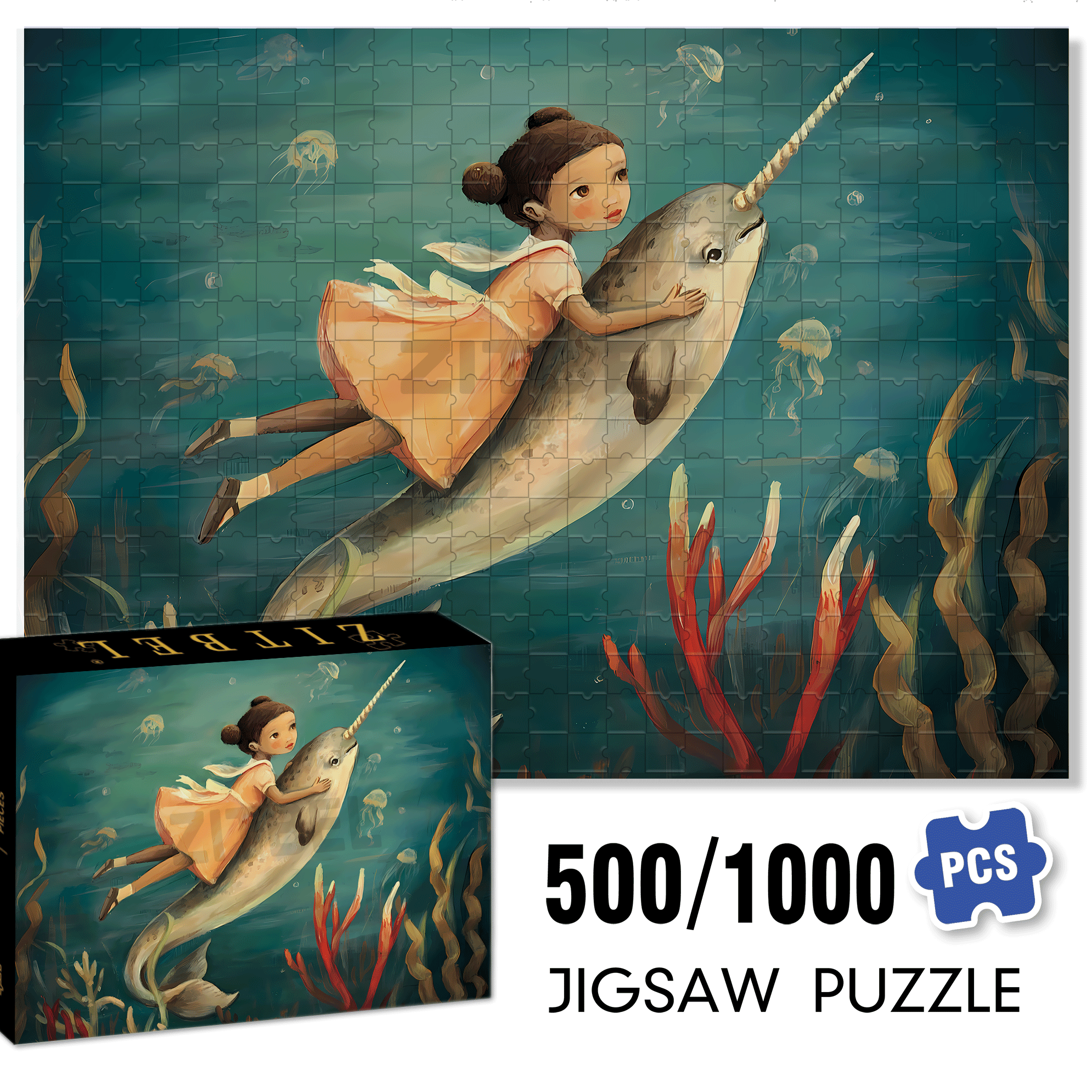 Emily's Fantasy 500pcs/1000pcs Jigsaw Puzzle, Scratch-Resistant, Interactive Family Game & Brain-Boosting DIY Decor, Perfect for Halloween, Christmas & New Year Gifts, Family Puzzle Game