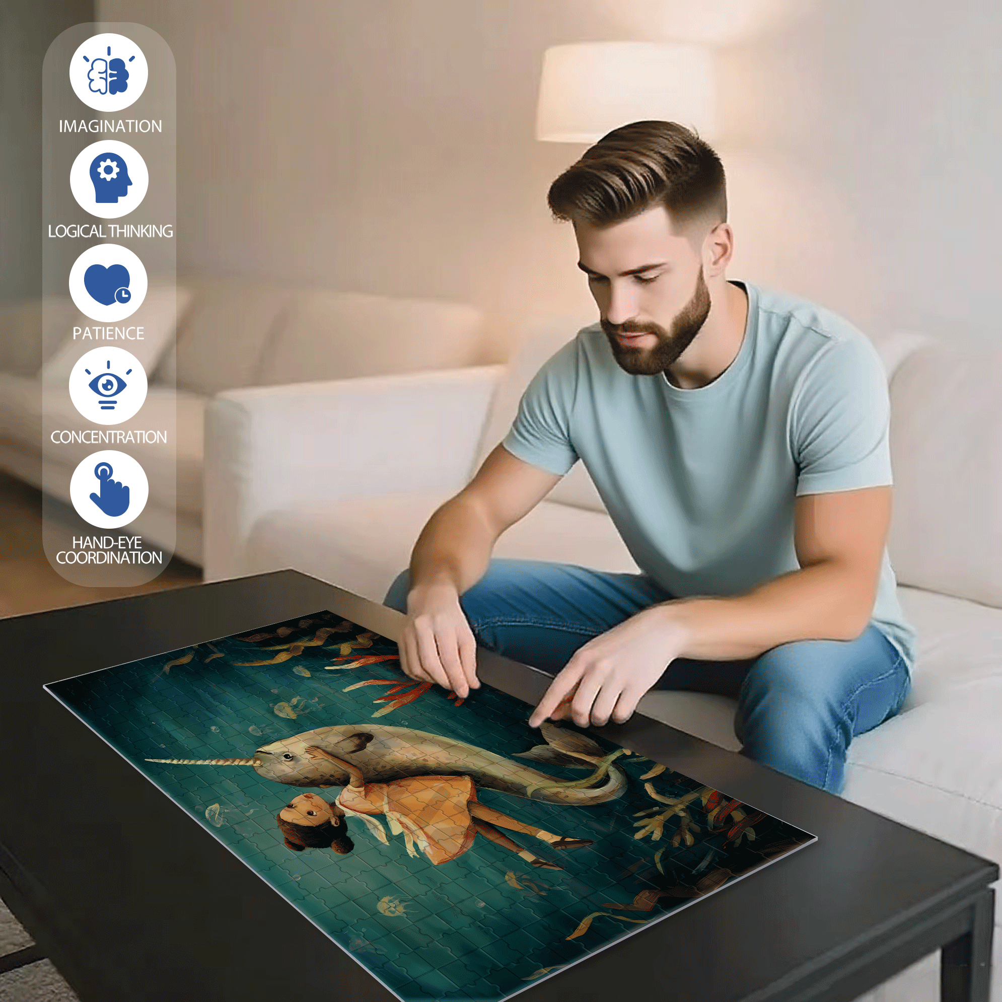 Emily's Fantasy 500pcs/1000pcs Jigsaw Puzzle, Scratch-Resistant, Interactive Family Game & Brain-Boosting DIY Decor, Perfect for Halloween, Christmas & New Year Gifts, Family Puzzle Game