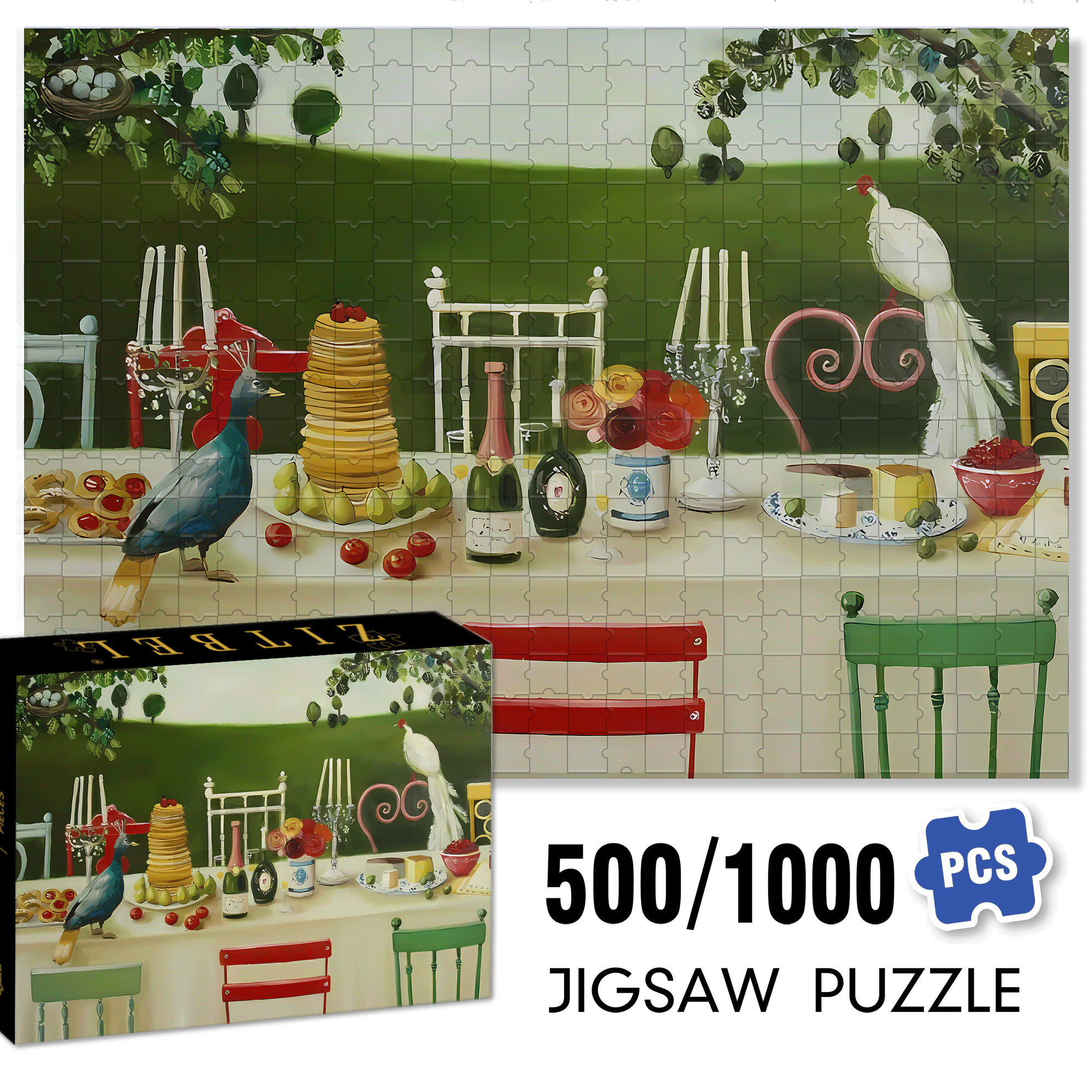 Flora And Fauna 500pcs/1000pcs Jigsaw Puzzle, Scratch-Resistant, Interactive Family Game & Brain-Boosting DIY Decor, Perfect for Halloween, Christmas & New Year Gifts, Family Puzzle Game