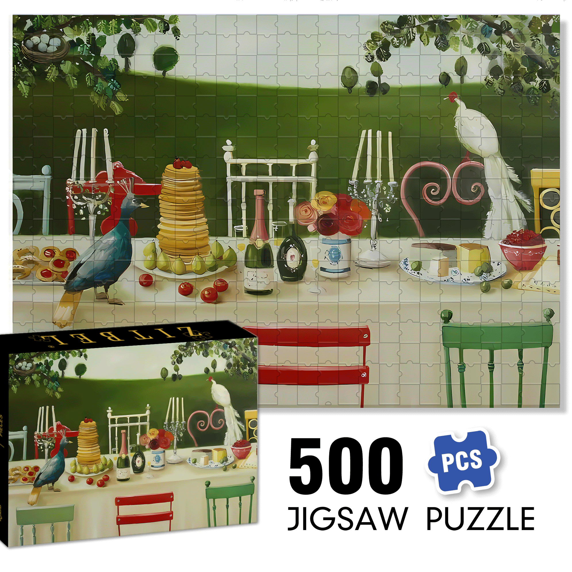 Flora And Fauna 500pcs/1000pcs Jigsaw Puzzle, Scratch-Resistant, Interactive Family Game & Brain-Boosting DIY Decor, Perfect for Halloween, Christmas & New Year Gifts, Family Puzzle Game