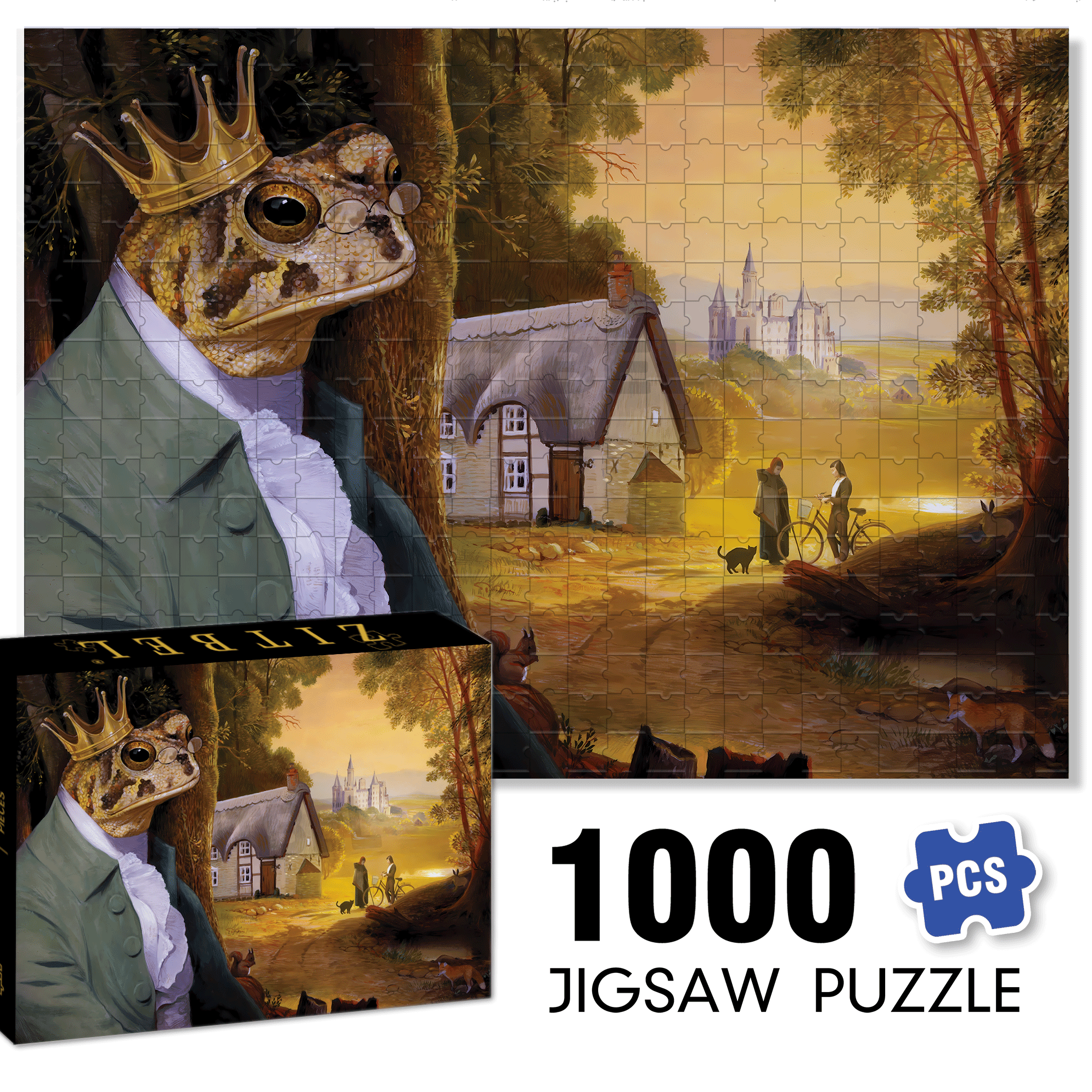 Frog Prince 500pcs/1000pcs Jigsaw Puzzle, Scratch-Resistant, Interactive Family Game & Brain-Boosting DIY Decor, Perfect for Halloween, Christmas & New Year Gifts, Family Puzzle Game