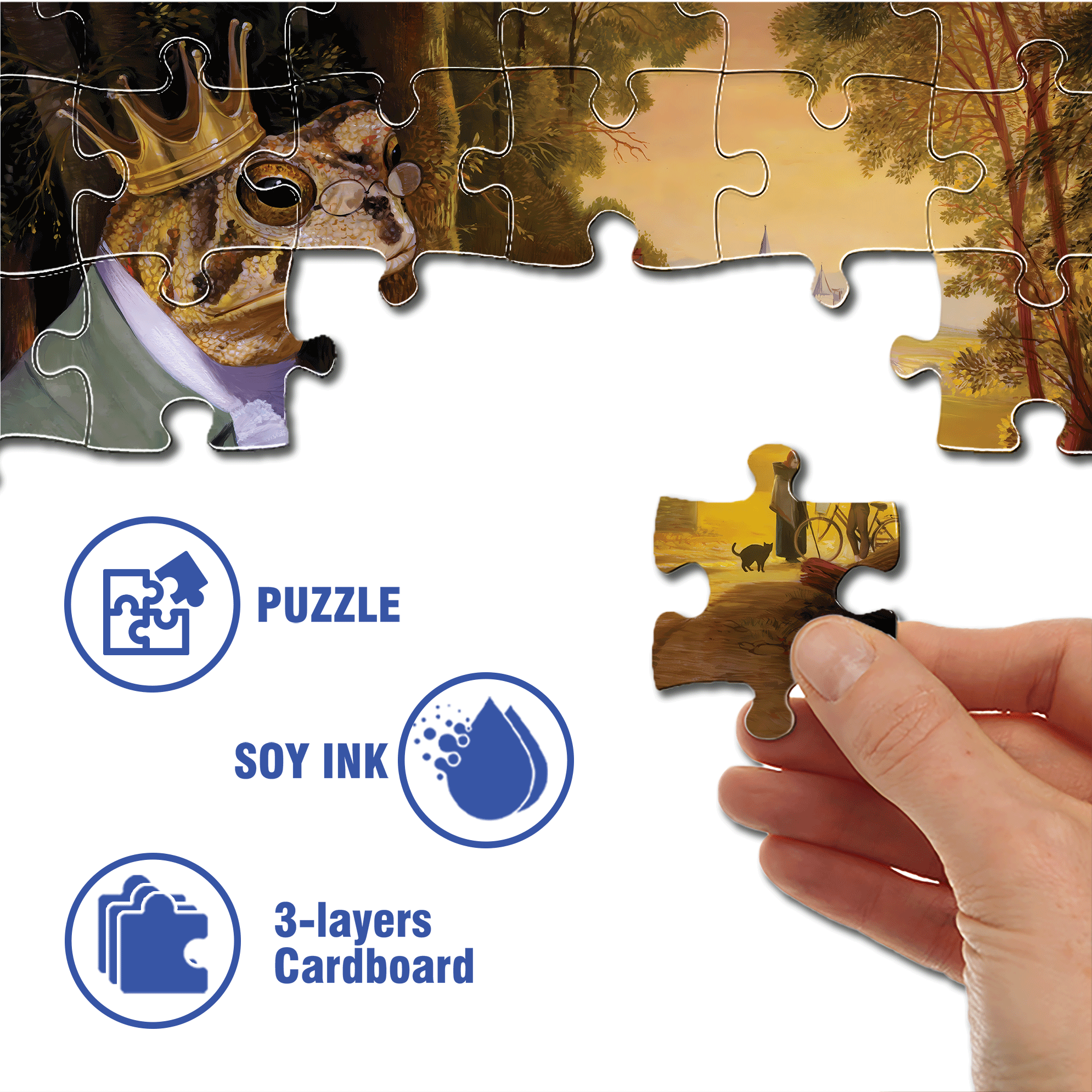 Frog Prince 500pcs/1000pcs Jigsaw Puzzle, Scratch-Resistant, Interactive Family Game & Brain-Boosting DIY Decor, Perfect for Halloween, Christmas & New Year Gifts, Family Puzzle Game
