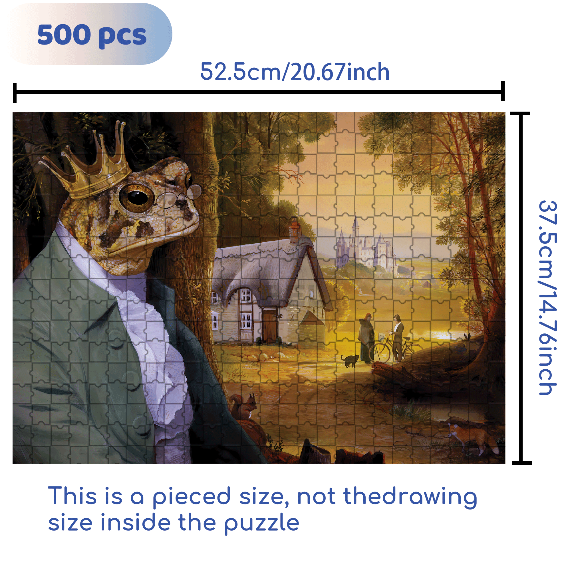 Frog Prince 500pcs/1000pcs Jigsaw Puzzle, Scratch-Resistant, Interactive Family Game & Brain-Boosting DIY Decor, Perfect for Halloween, Christmas & New Year Gifts, Family Puzzle Game