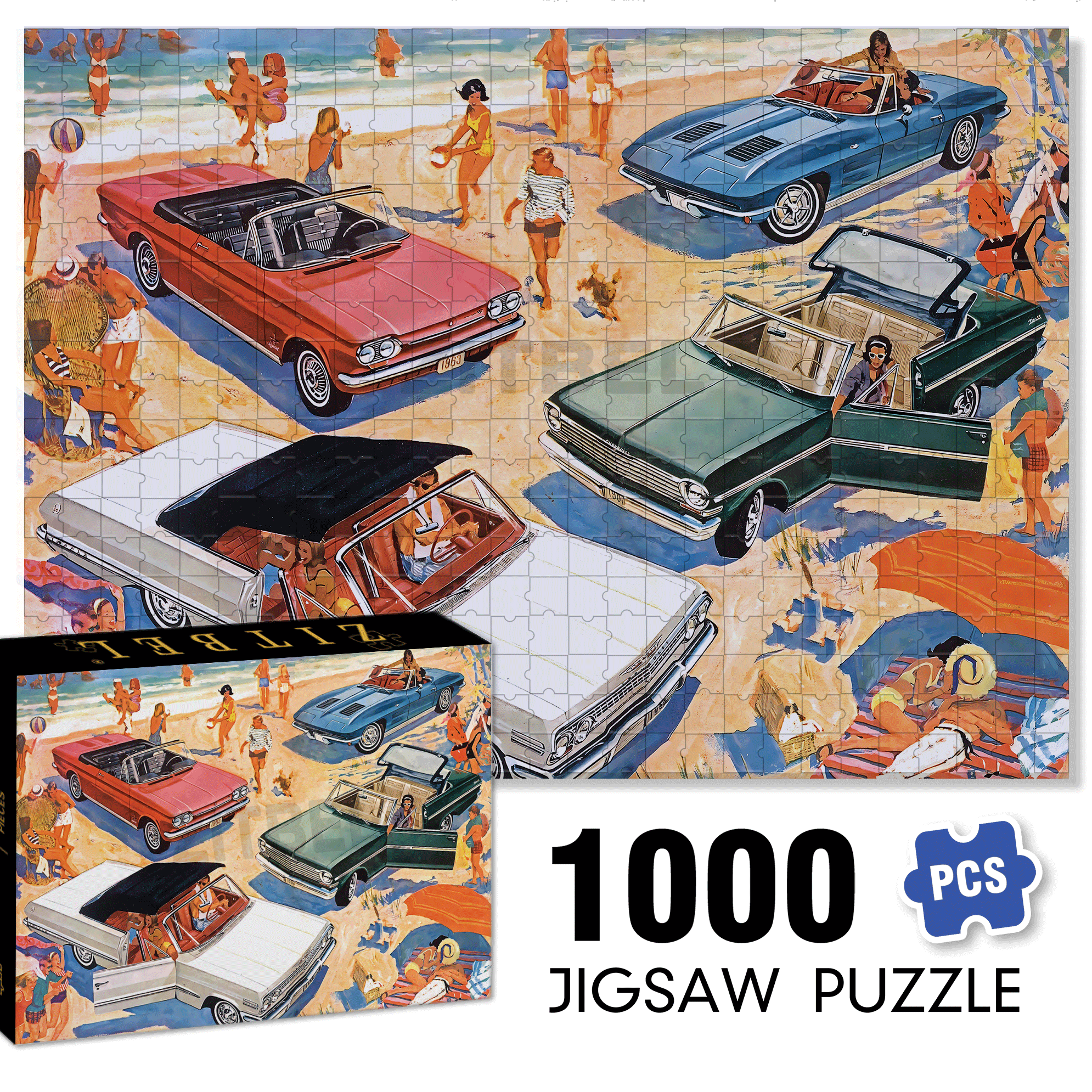 Fun in the Sun 500pcs/1000pcs Jigsaw Puzzle, Scratch-Resistant, Interactive Family Game & Brain-Boosting DIY Decor, Perfect for Halloween, Christmas & New Year Gifts, Family Puzzle Game