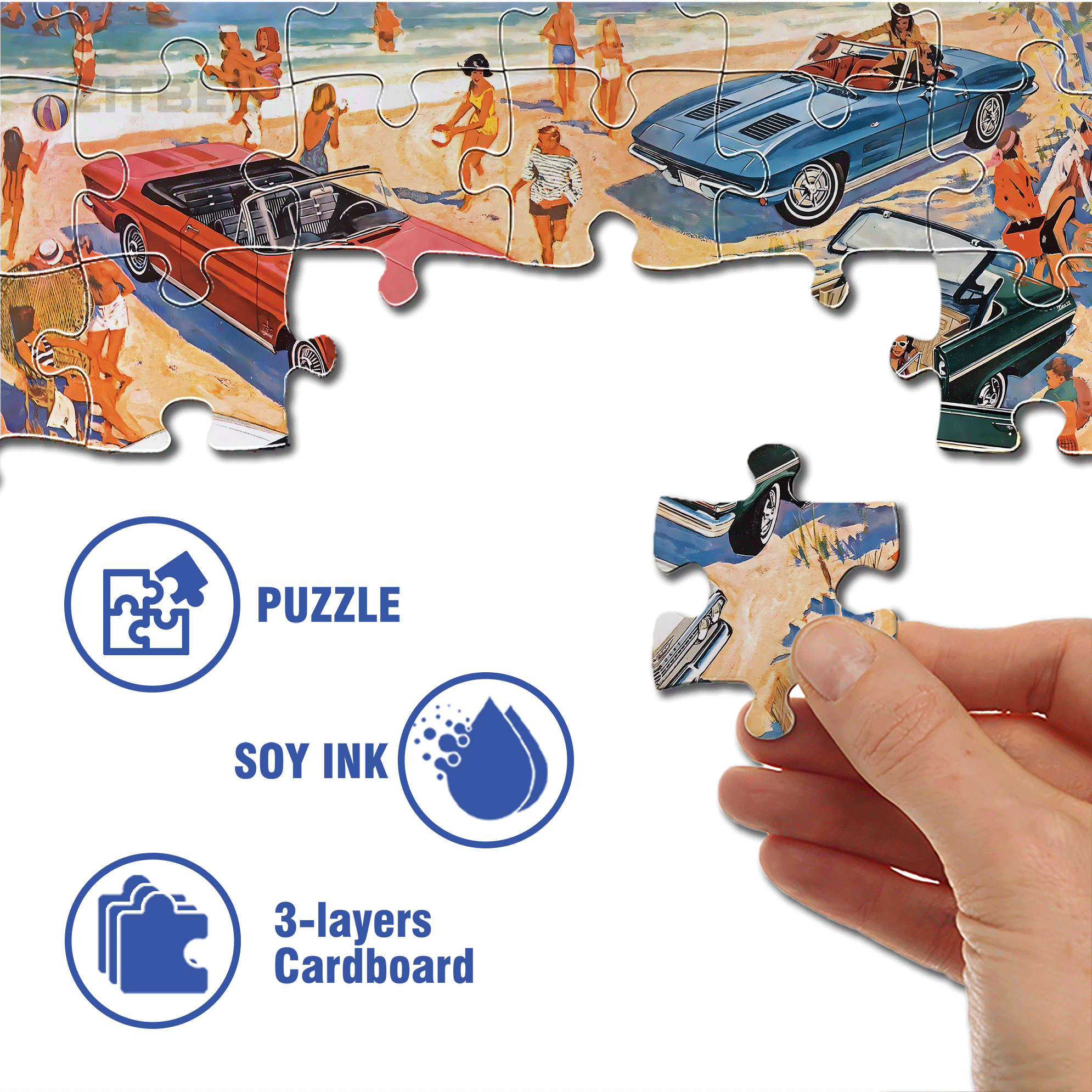 Fun in the Sun 500pcs/1000pcs Jigsaw Puzzle, Scratch-Resistant, Interactive Family Game & Brain-Boosting DIY Decor, Perfect for Halloween, Christmas & New Year Gifts, Family Puzzle Game