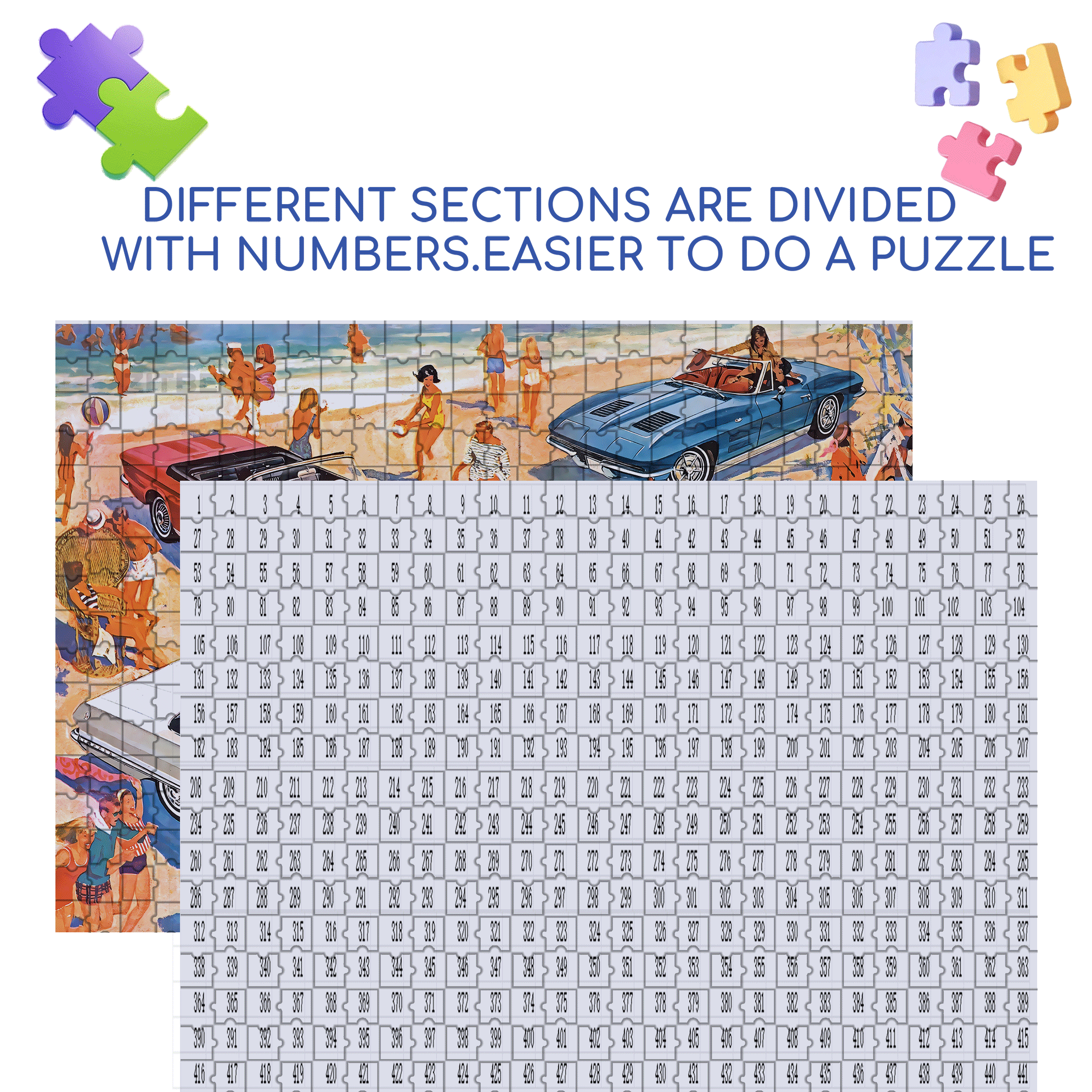 Fun in the Sun 500pcs/1000pcs Jigsaw Puzzle, Scratch-Resistant, Interactive Family Game & Brain-Boosting DIY Decor, Perfect for Halloween, Christmas & New Year Gifts, Family Puzzle Game