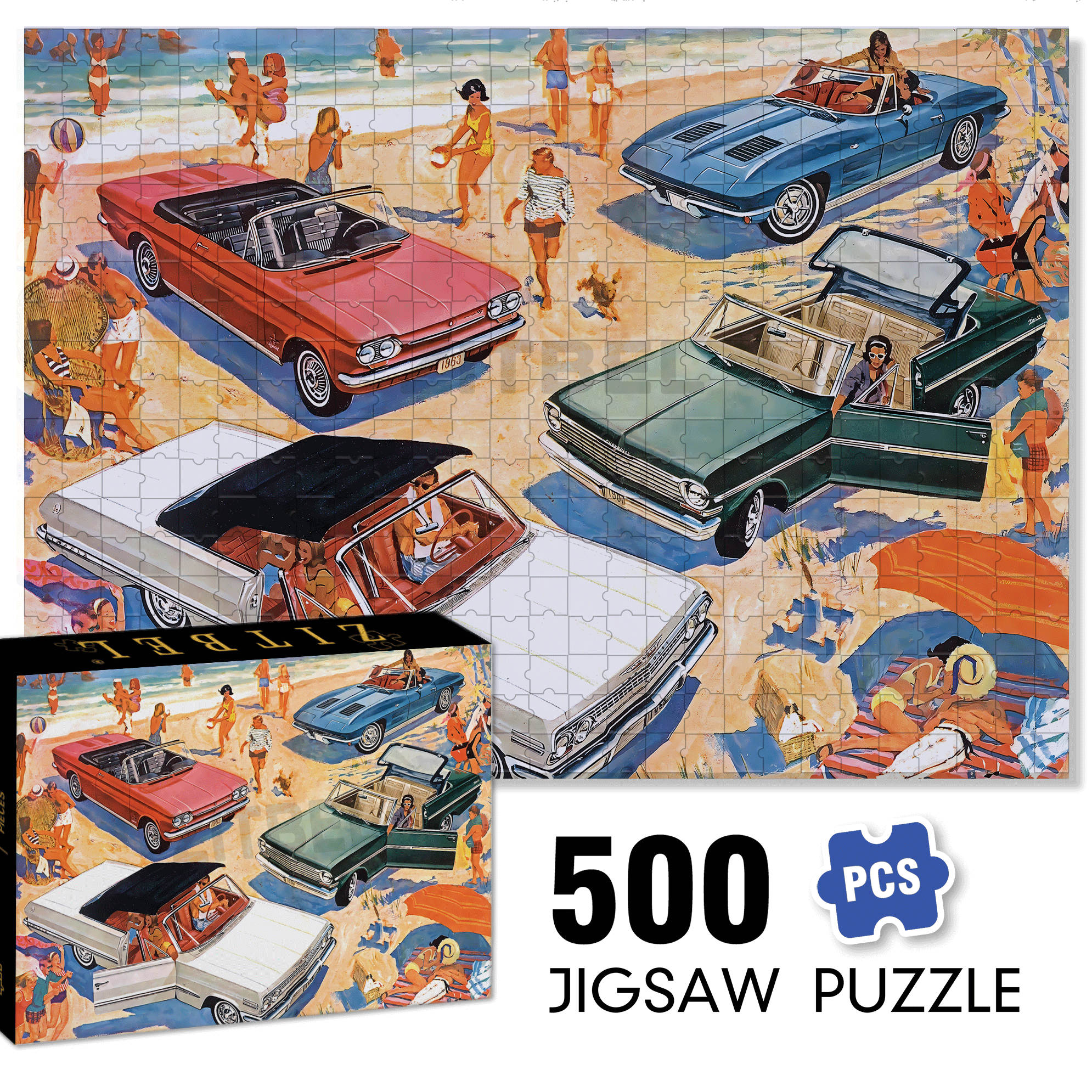 Fun in the Sun 500pcs/1000pcs Jigsaw Puzzle, Scratch-Resistant, Interactive Family Game & Brain-Boosting DIY Decor, Perfect for Halloween, Christmas & New Year Gifts, Family Puzzle Game