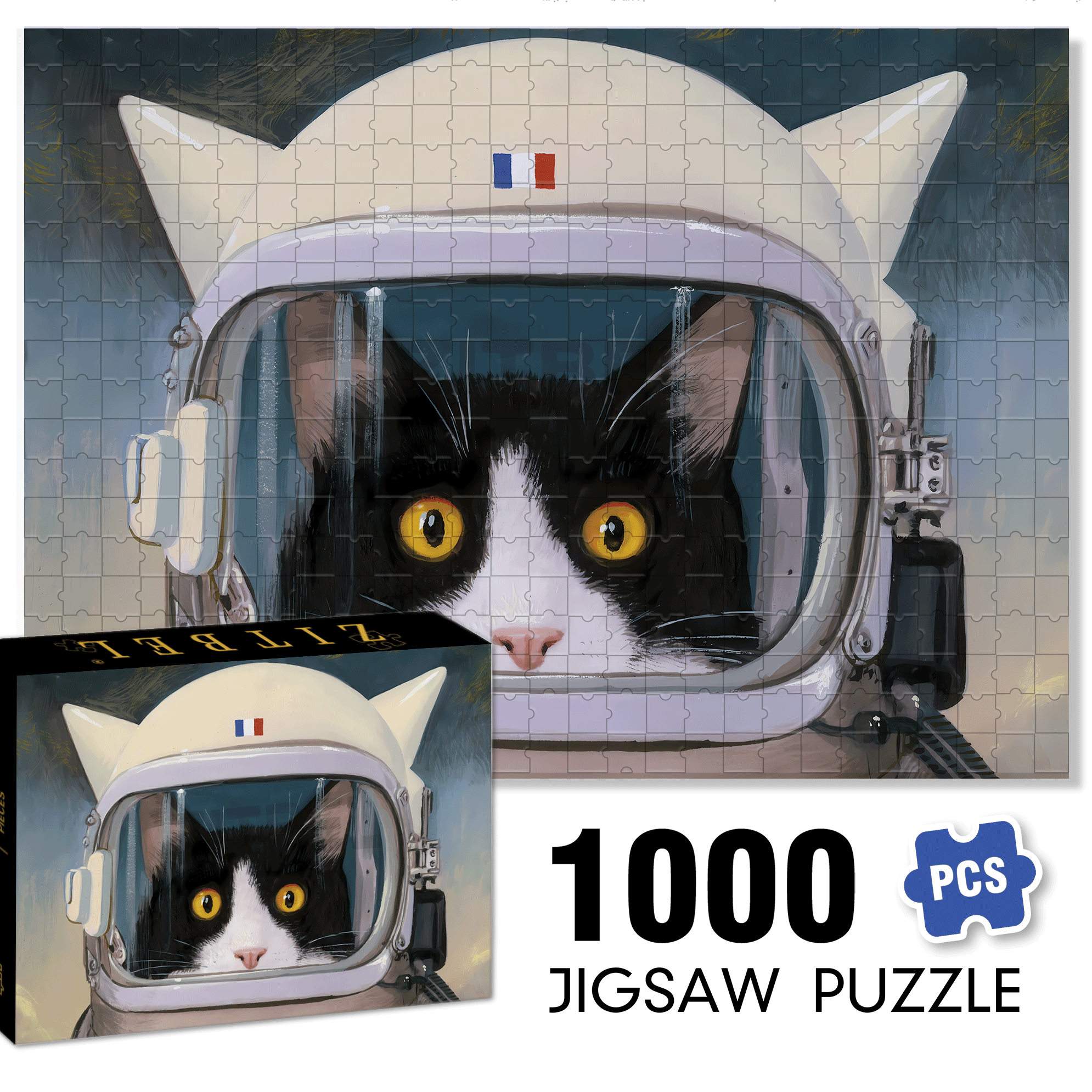 F¨¦licette - Astrocat 500pcs/1000pcs Jigsaw Puzzle, Scratch-Resistant, Interactive Family Game & Brain-Boosting DIY Decor, Perfect for Halloween, Christmas & New Year Gifts, Family Puzzle Game