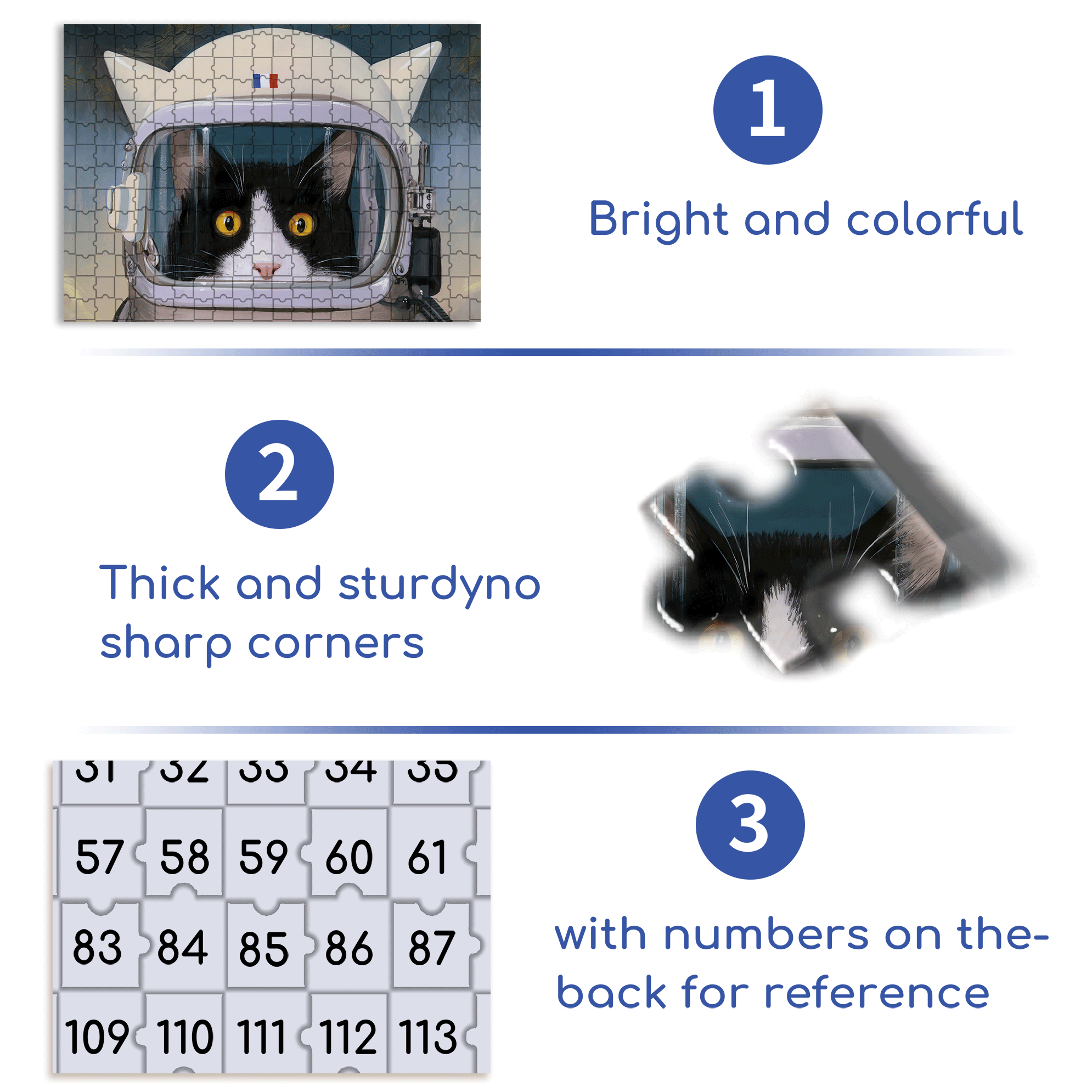F¨¦licette - Astrocat 500pcs/1000pcs Jigsaw Puzzle, Scratch-Resistant, Interactive Family Game & Brain-Boosting DIY Decor, Perfect for Halloween, Christmas & New Year Gifts, Family Puzzle Game