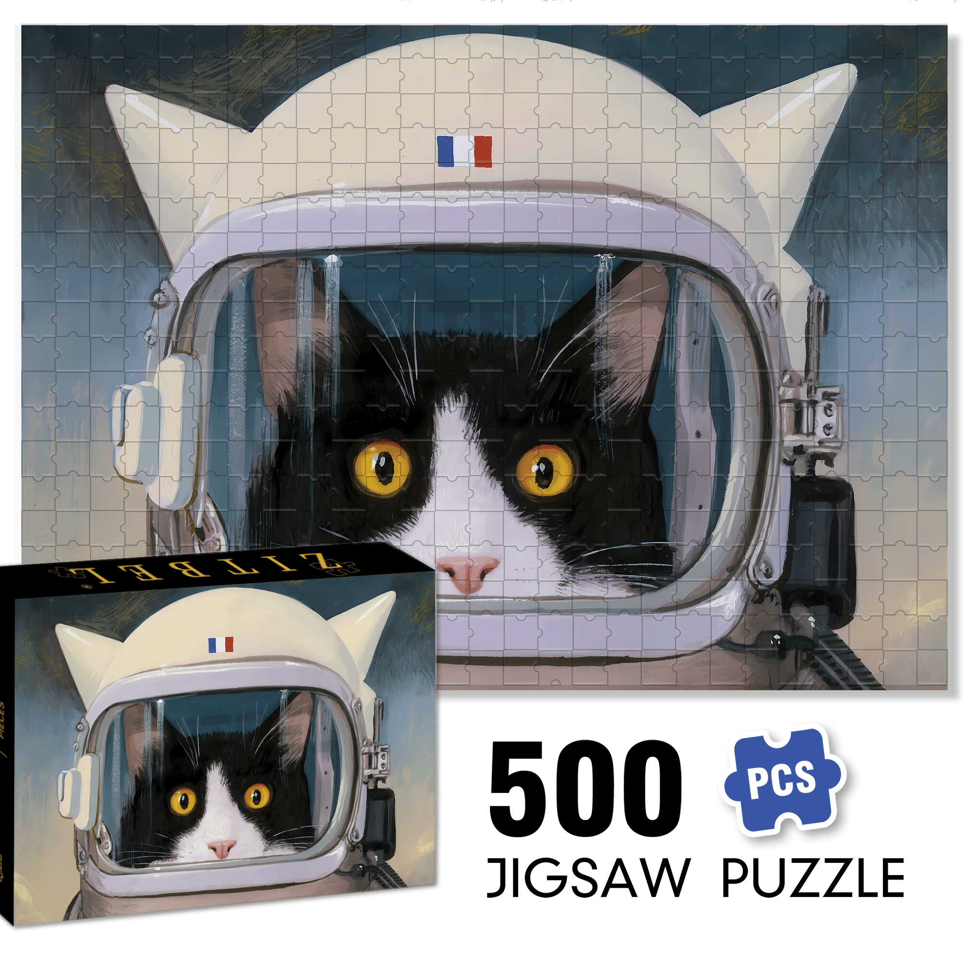 F¨¦licette - Astrocat 500pcs/1000pcs Jigsaw Puzzle, Scratch-Resistant, Interactive Family Game & Brain-Boosting DIY Decor, Perfect for Halloween, Christmas & New Year Gifts, Family Puzzle Game