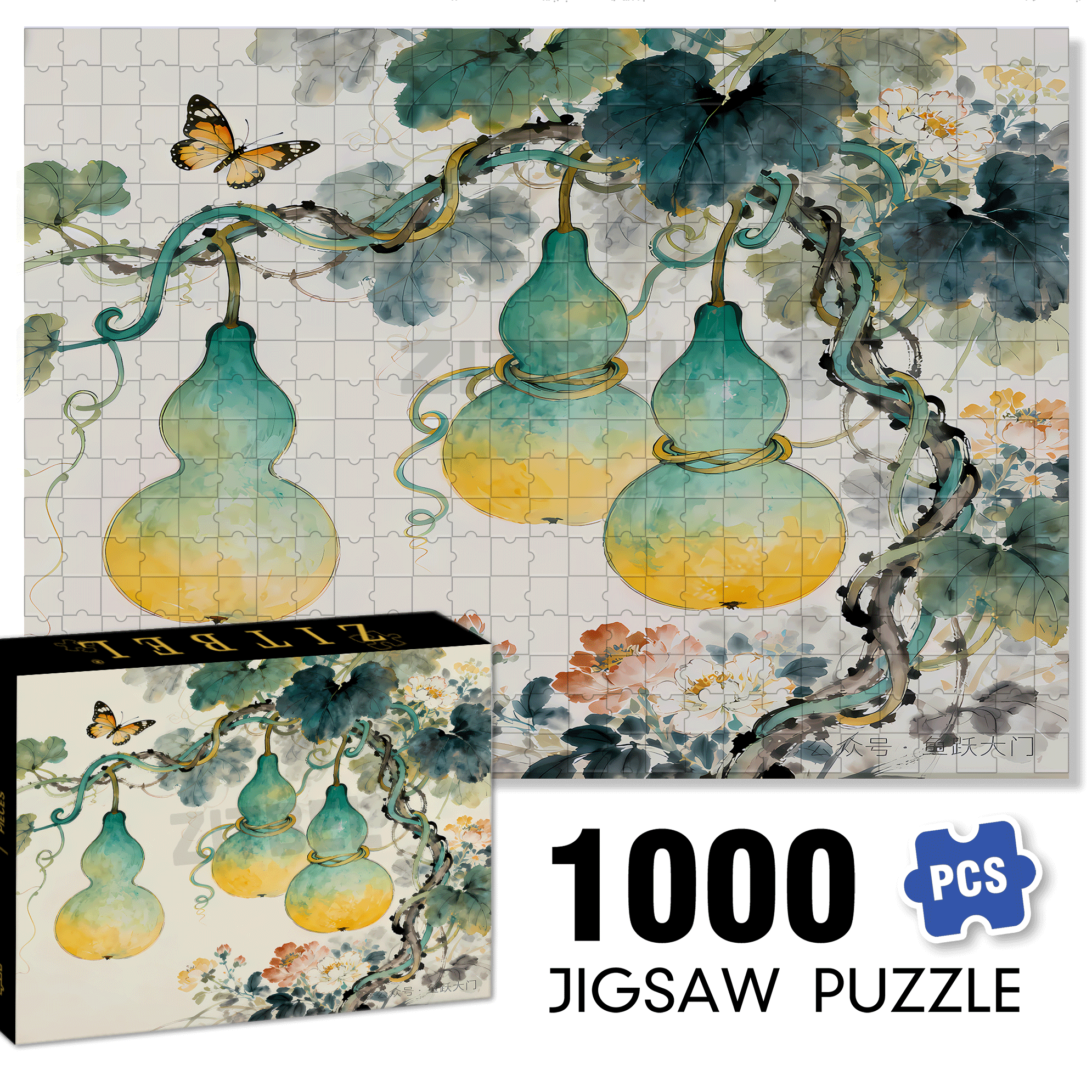 Gourd 2 500pcs/1000pcs Jigsaw Puzzle, Scratch-Resistant, Interactive Family Game & Brain-Boosting DIY Decor, Perfect for Halloween, Christmas & New Year Gifts, Family Puzzle Game