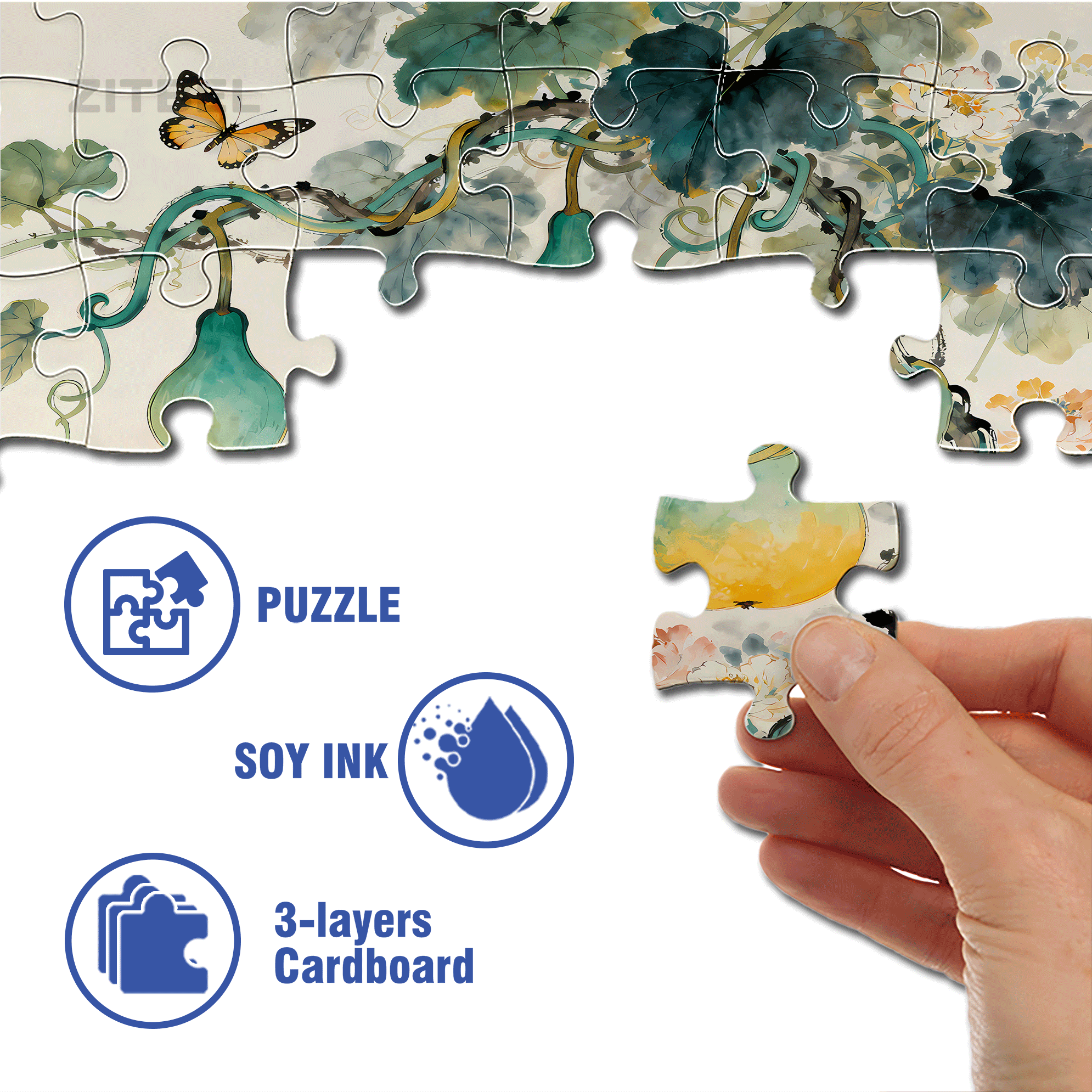 Gourd 2 500pcs/1000pcs Jigsaw Puzzle, Scratch-Resistant, Interactive Family Game & Brain-Boosting DIY Decor, Perfect for Halloween, Christmas & New Year Gifts, Family Puzzle Game