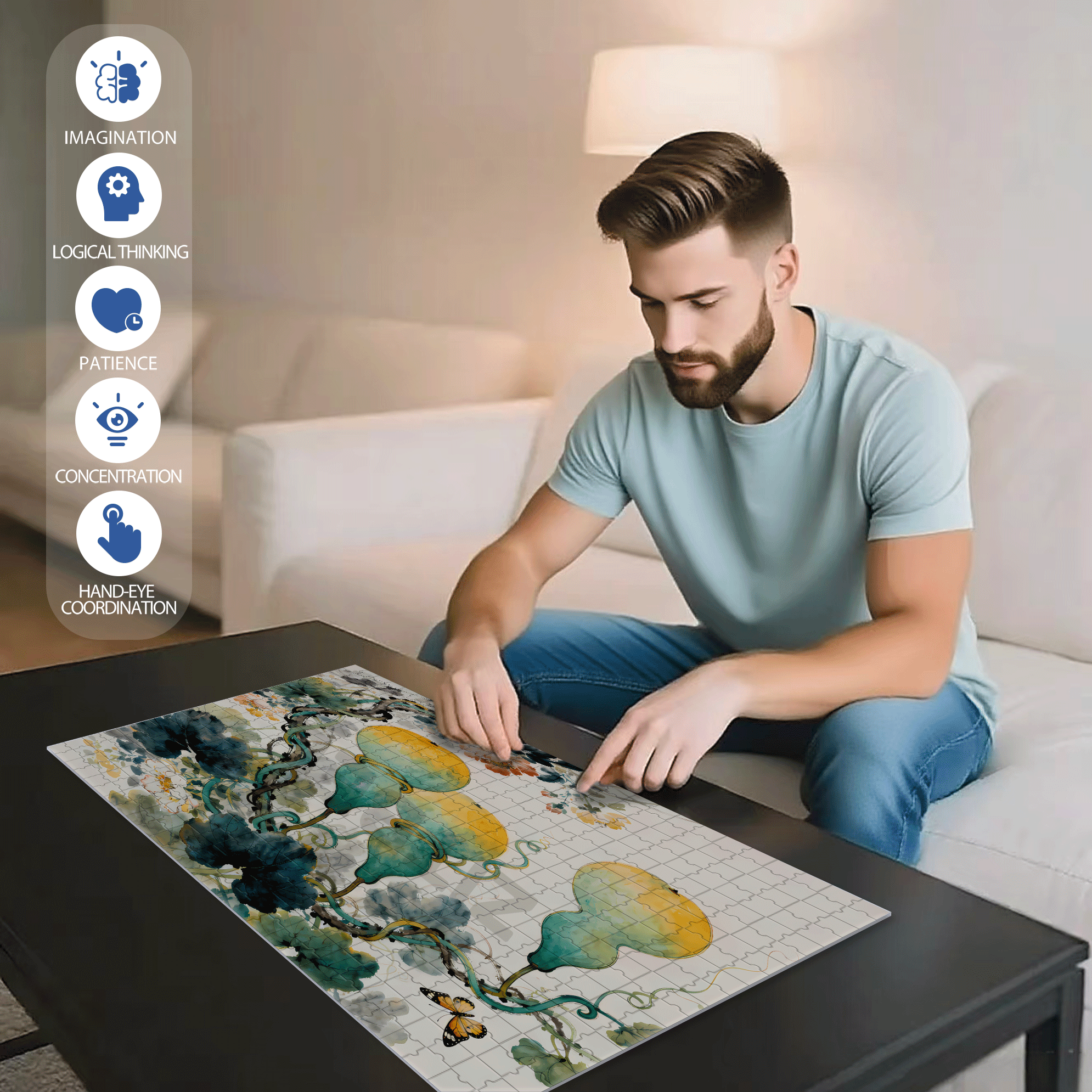 Gourd 2 500pcs/1000pcs Jigsaw Puzzle, Scratch-Resistant, Interactive Family Game & Brain-Boosting DIY Decor, Perfect for Halloween, Christmas & New Year Gifts, Family Puzzle Game
