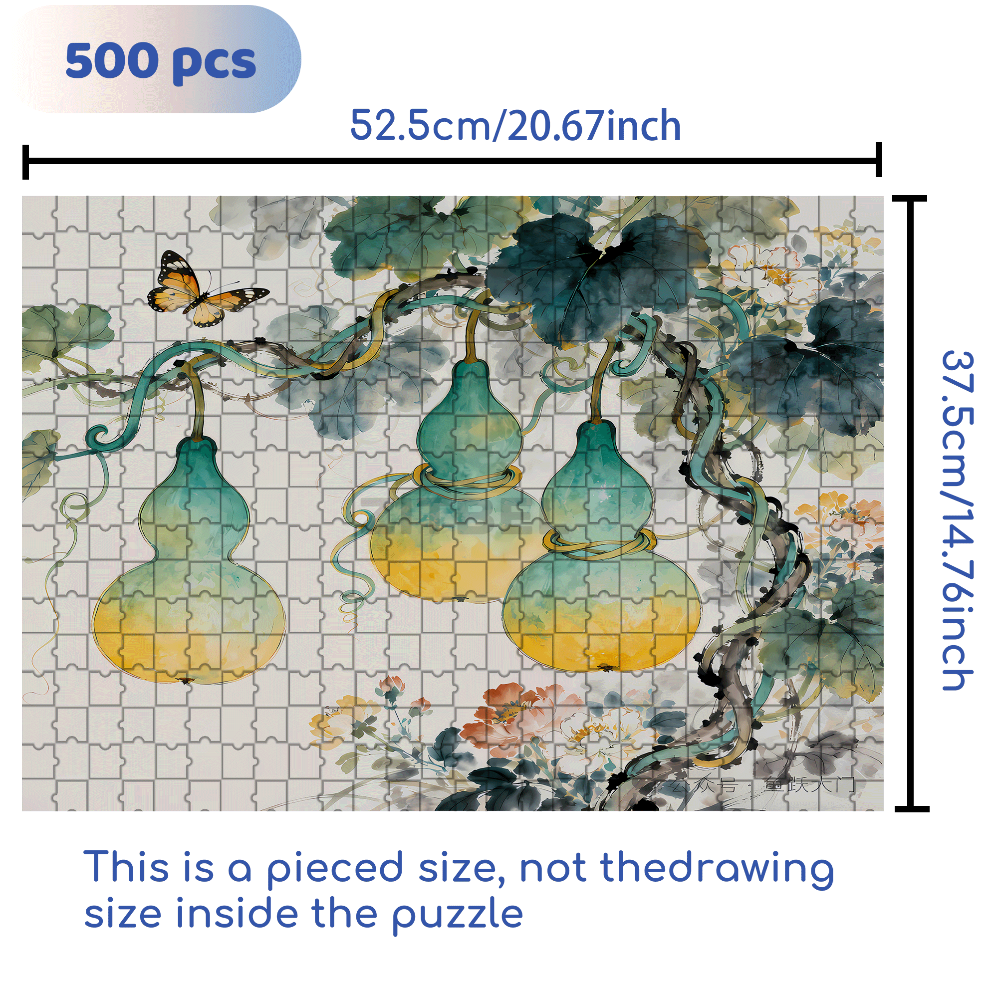 Gourd 2 500pcs/1000pcs Jigsaw Puzzle, Scratch-Resistant, Interactive Family Game & Brain-Boosting DIY Decor, Perfect for Halloween, Christmas & New Year Gifts, Family Puzzle Game