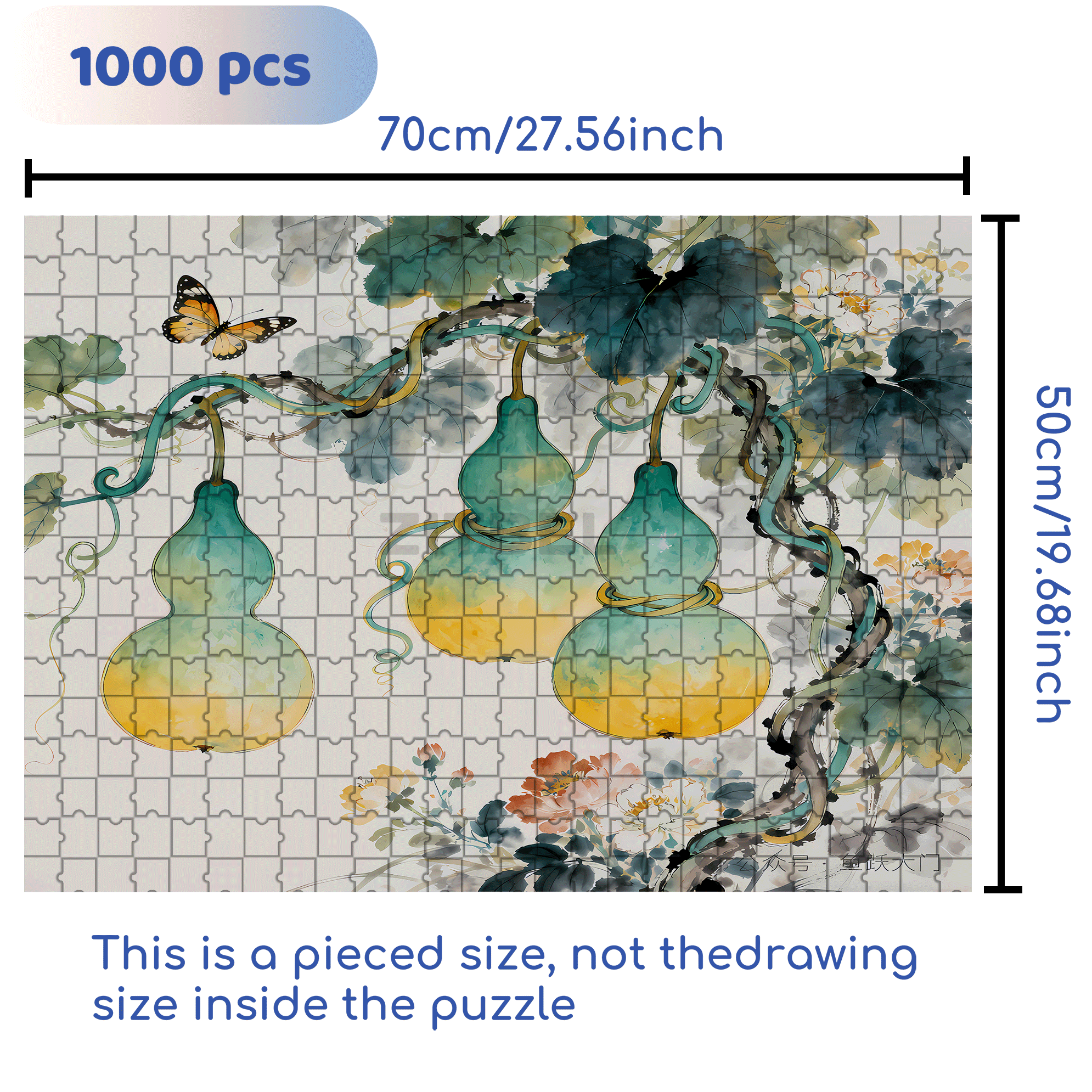 Gourd 2 500pcs/1000pcs Jigsaw Puzzle, Scratch-Resistant, Interactive Family Game & Brain-Boosting DIY Decor, Perfect for Halloween, Christmas & New Year Gifts, Family Puzzle Game