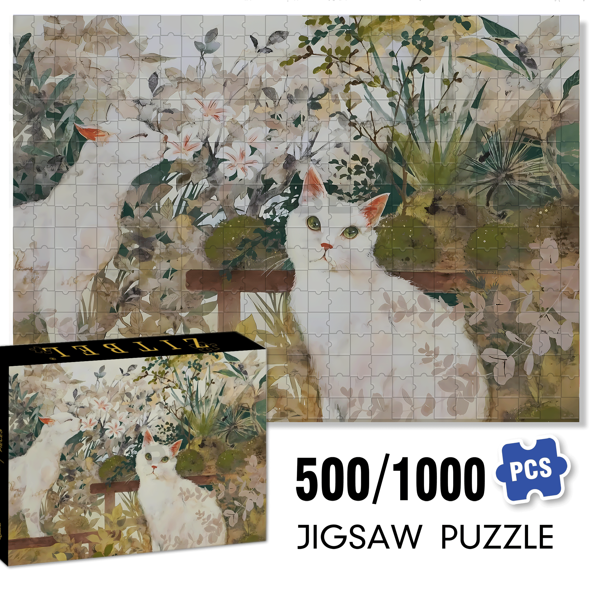 Green Eyes 500pcs/1000pcs Jigsaw Puzzle, Scratch-Resistant, Interactive Family Game & Brain-Boosting DIY Decor, Perfect for Halloween, Christmas & New Year Gifts, Family Puzzle Game