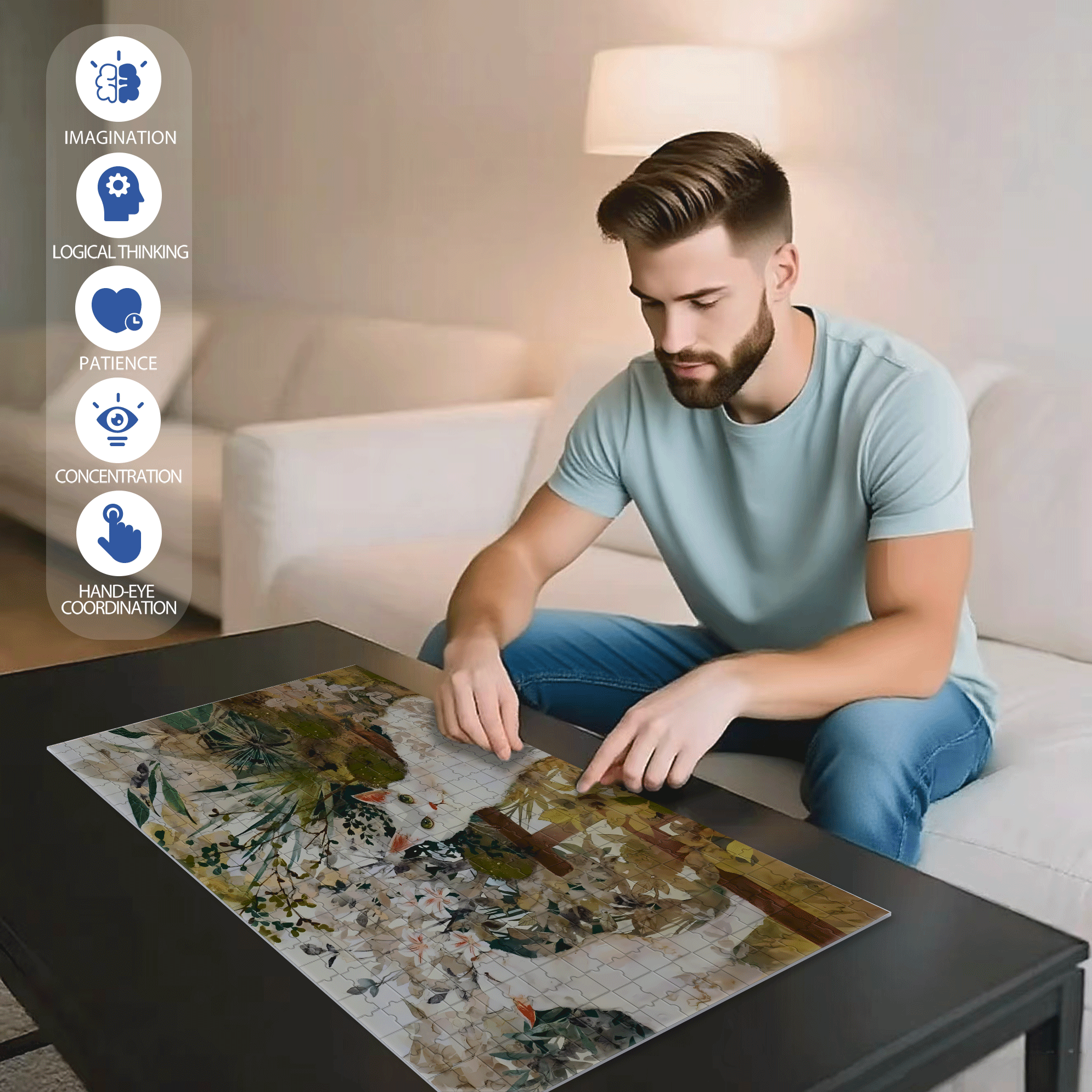 Green Eyes 500pcs/1000pcs Jigsaw Puzzle, Scratch-Resistant, Interactive Family Game & Brain-Boosting DIY Decor, Perfect for Halloween, Christmas & New Year Gifts, Family Puzzle Game