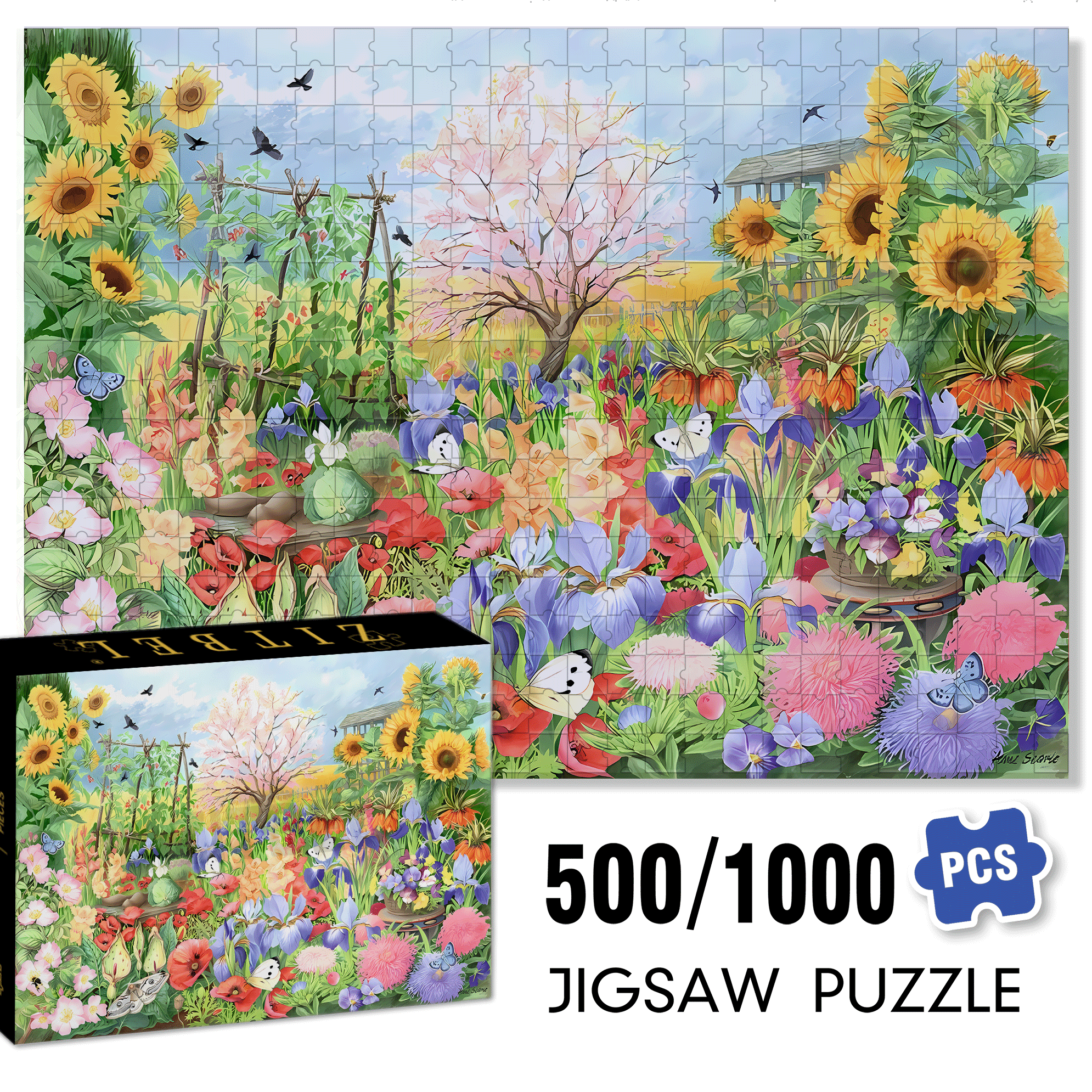 Harpa's Backyard 500pcs/1000pcs Jigsaw Puzzle, Scratch-Resistant, Interactive Family Game & Brain-Boosting DIY Decor, Perfect for Halloween, Christmas & New Year Gifts, Family Puzzle Game