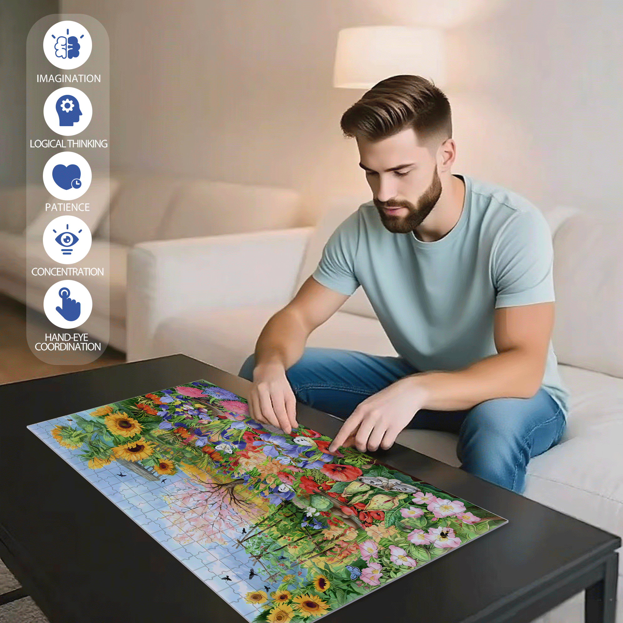 Harpa's Backyard 500pcs/1000pcs Jigsaw Puzzle, Scratch-Resistant, Interactive Family Game & Brain-Boosting DIY Decor, Perfect for Halloween, Christmas & New Year Gifts, Family Puzzle Game