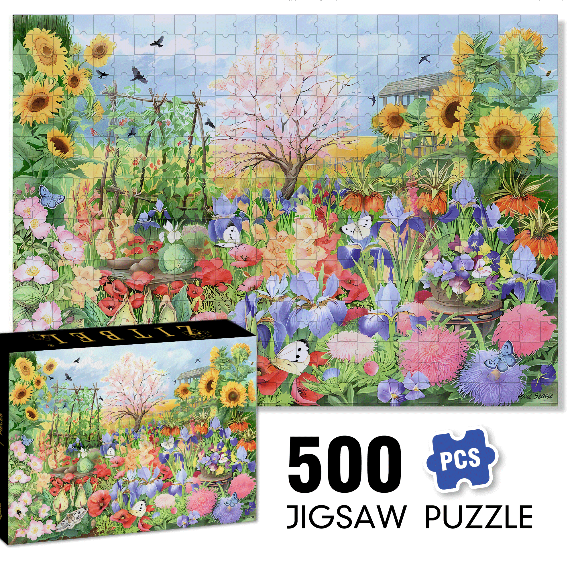 Harpa's Backyard 500pcs/1000pcs Jigsaw Puzzle, Scratch-Resistant, Interactive Family Game & Brain-Boosting DIY Decor, Perfect for Halloween, Christmas & New Year Gifts, Family Puzzle Game