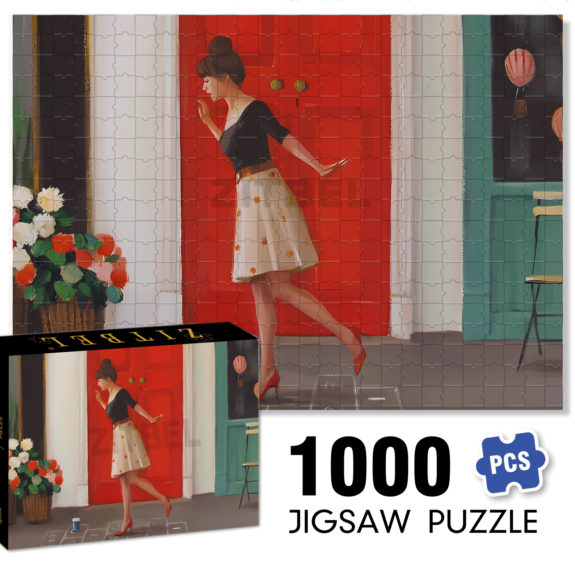Hopscotch 500pcs/1000pcs Jigsaw Puzzle, Scratch-Resistant, Interactive Family Game & Brain-Boosting DIY Decor, Perfect for Halloween, Christmas & New Year Gifts, Family Puzzle Game
