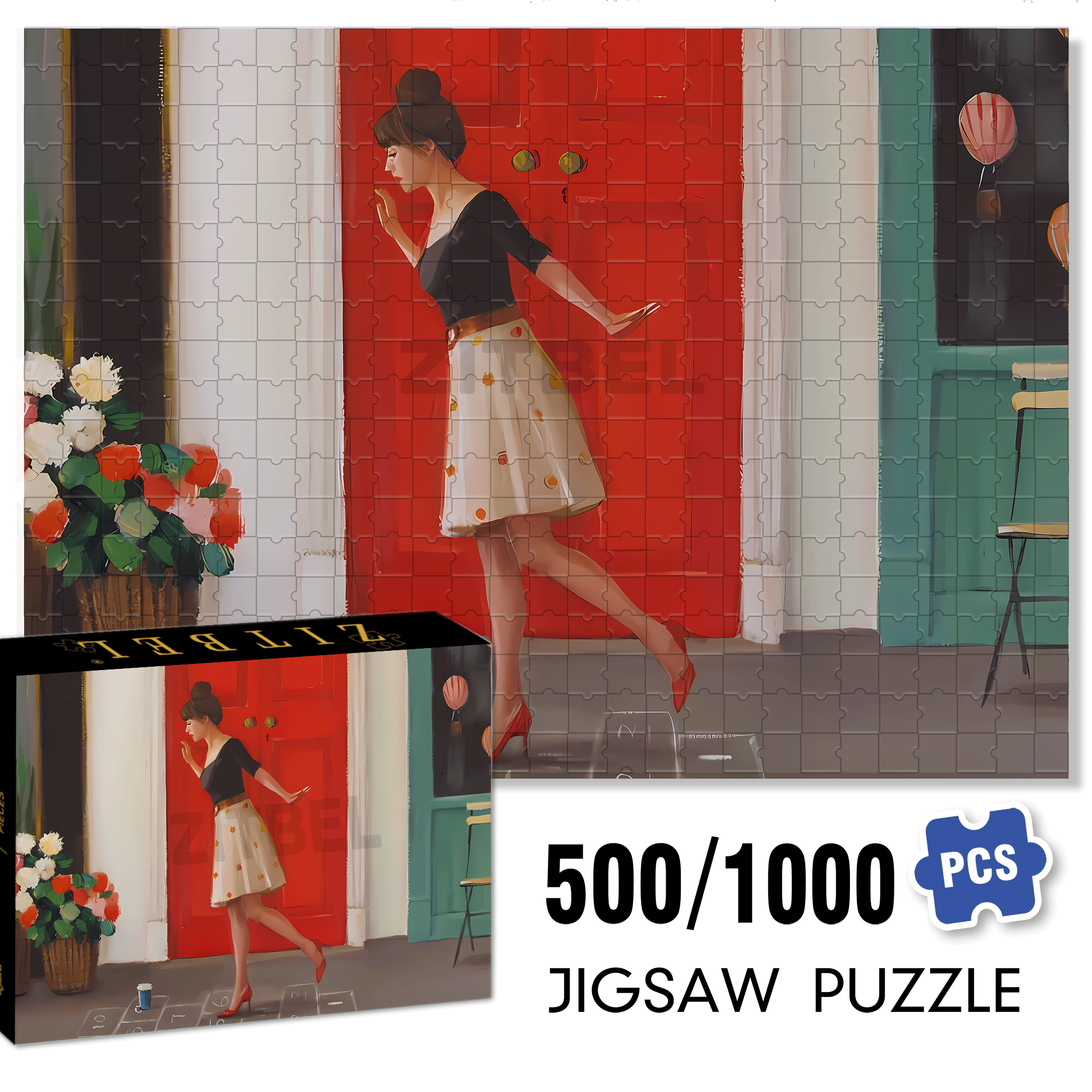 Hopscotch 500pcs/1000pcs Jigsaw Puzzle, Scratch-Resistant, Interactive Family Game & Brain-Boosting DIY Decor, Perfect for Halloween, Christmas & New Year Gifts, Family Puzzle Game