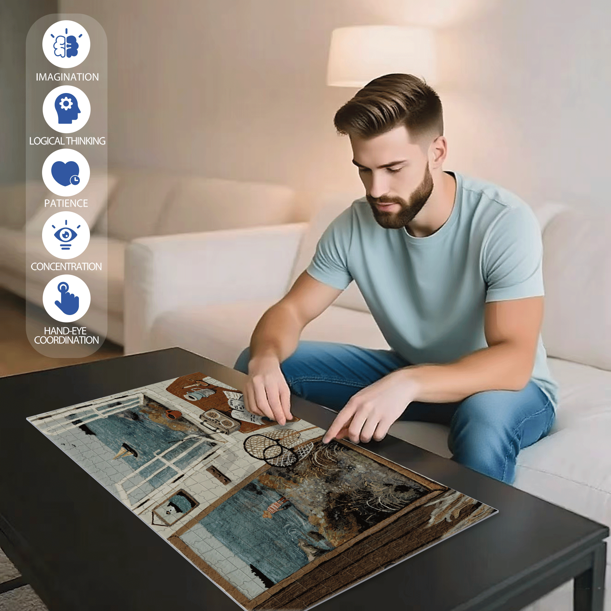 Islander 500pcs/1000pcs Jigsaw Puzzle, Scratch-Resistant, Interactive Family Game & Brain-Boosting DIY Decor, Perfect for Halloween, Christmas & New Year Gifts, Family Puzzle Game