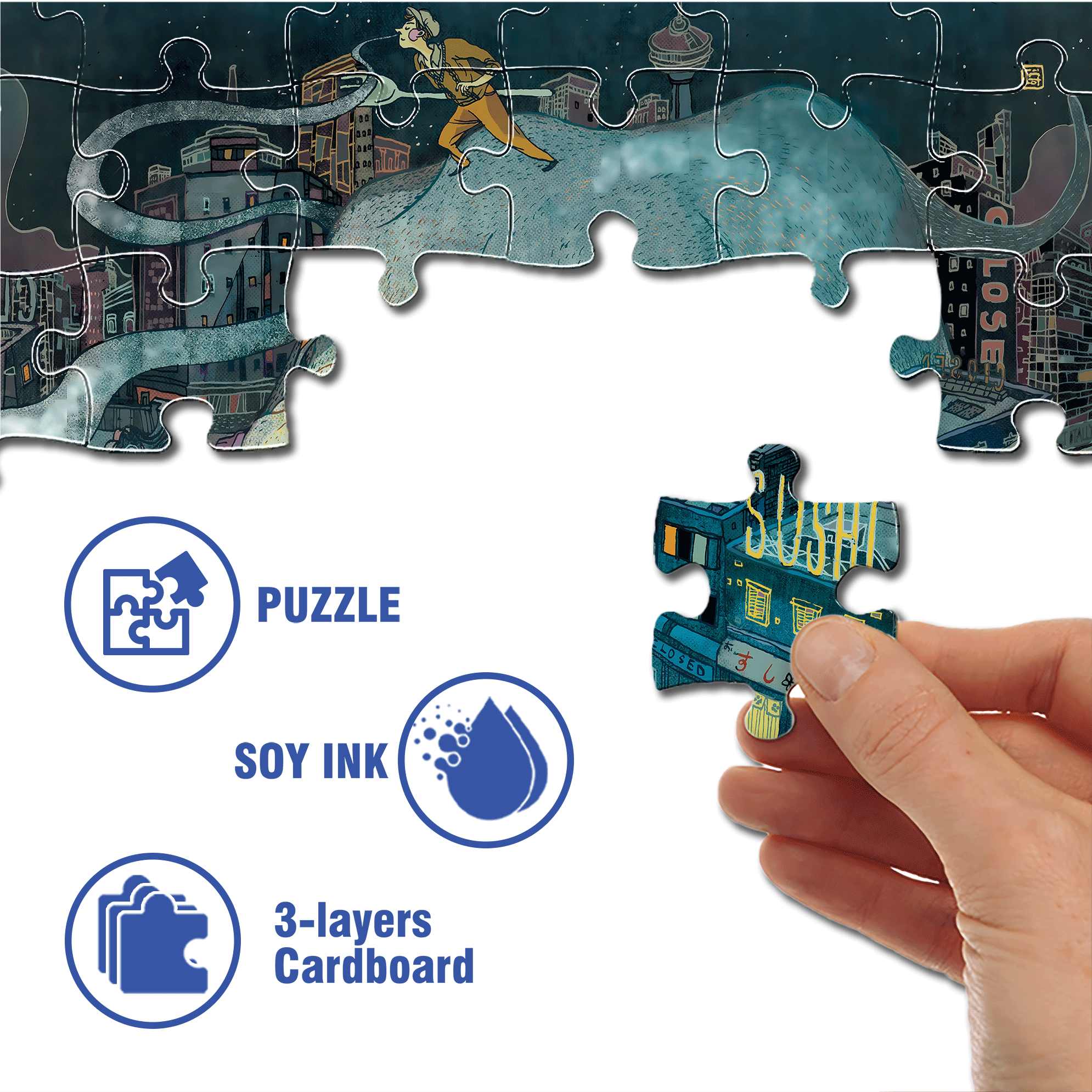 Late Night Dining 500pcs/1000pcs Jigsaw Puzzle, Scratch-Resistant, Interactive Family Game & Brain-Boosting DIY Decor, Perfect for Halloween, Christmas & New Year Gifts, Family Puzzle Game