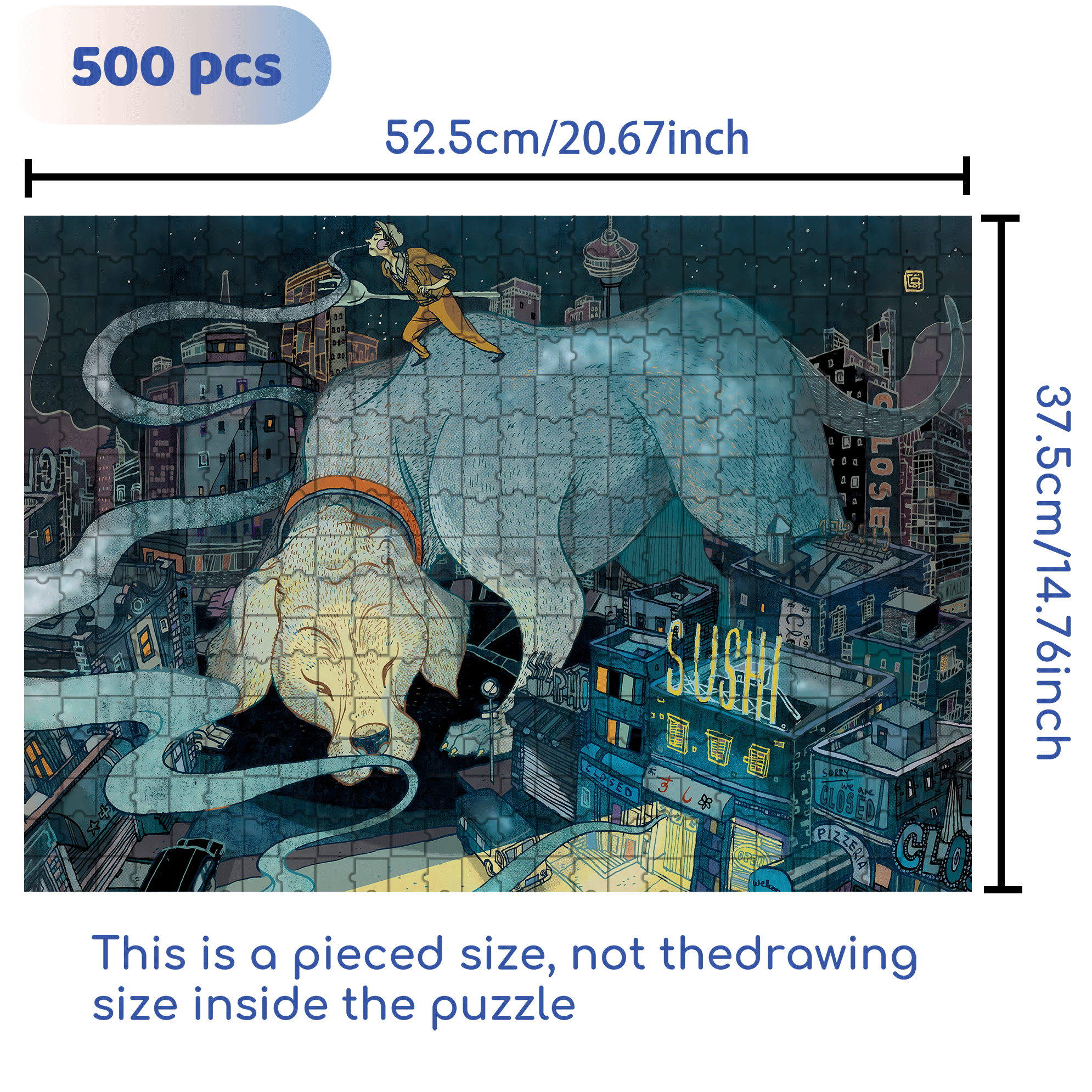 Late Night Dining 500pcs/1000pcs Jigsaw Puzzle, Scratch-Resistant, Interactive Family Game & Brain-Boosting DIY Decor, Perfect for Halloween, Christmas & New Year Gifts, Family Puzzle Game