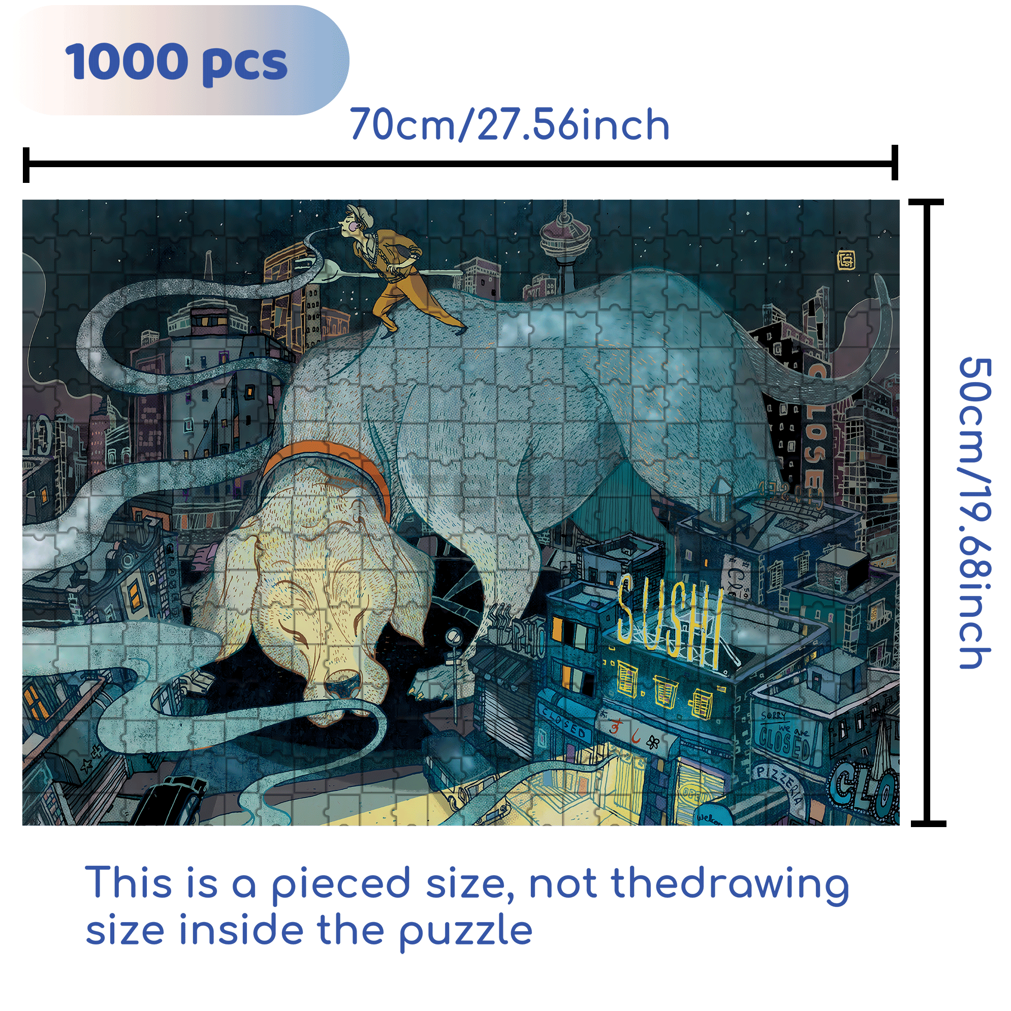 Late Night Dining 500pcs/1000pcs Jigsaw Puzzle, Scratch-Resistant, Interactive Family Game & Brain-Boosting DIY Decor, Perfect for Halloween, Christmas & New Year Gifts, Family Puzzle Game