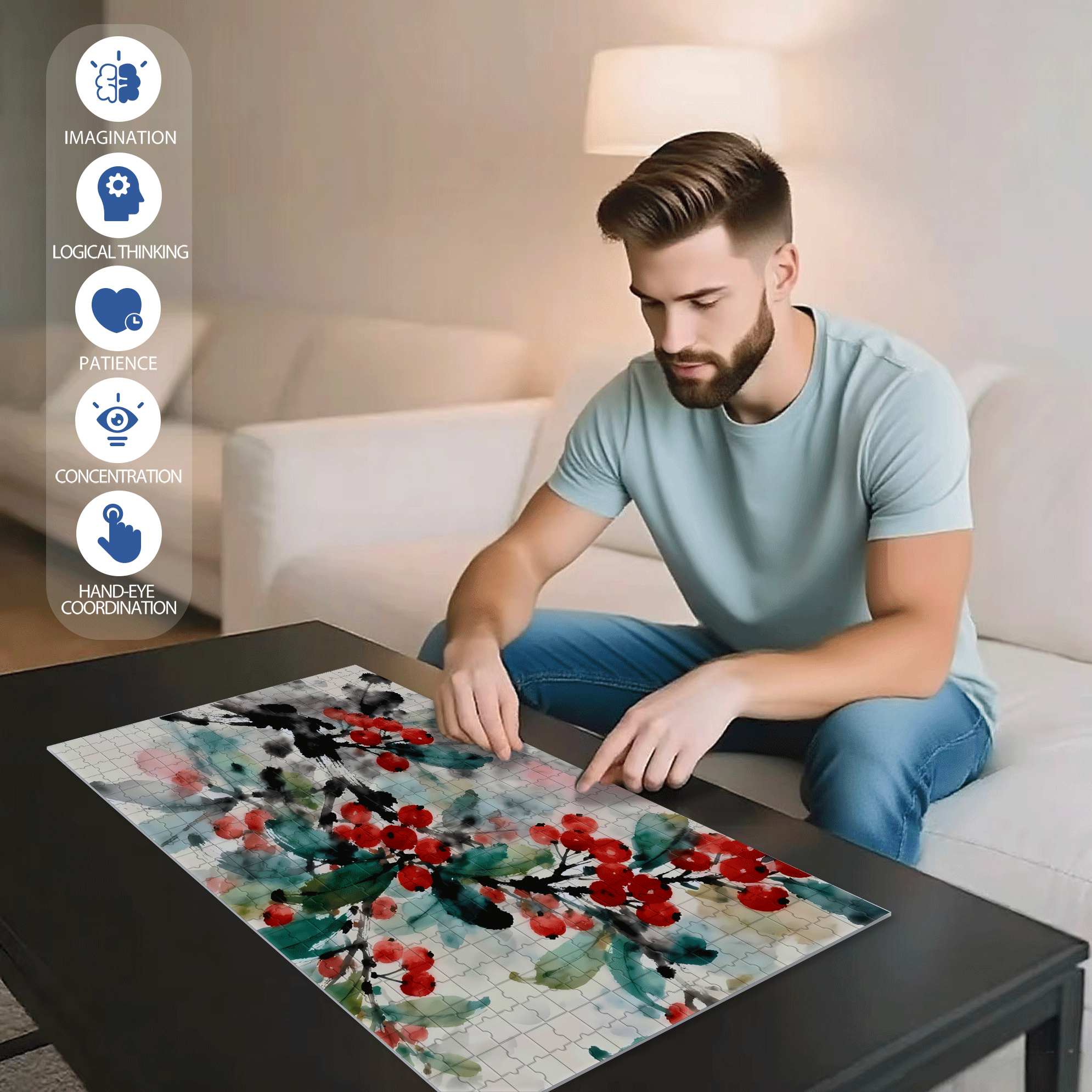 Lovesickness 500pcs/1000pcs Jigsaw Puzzle, Scratch-Resistant, Interactive Family Game & Brain-Boosting DIY Decor, Perfect for Halloween, Christmas & New Year Gifts, Family Puzzle Game