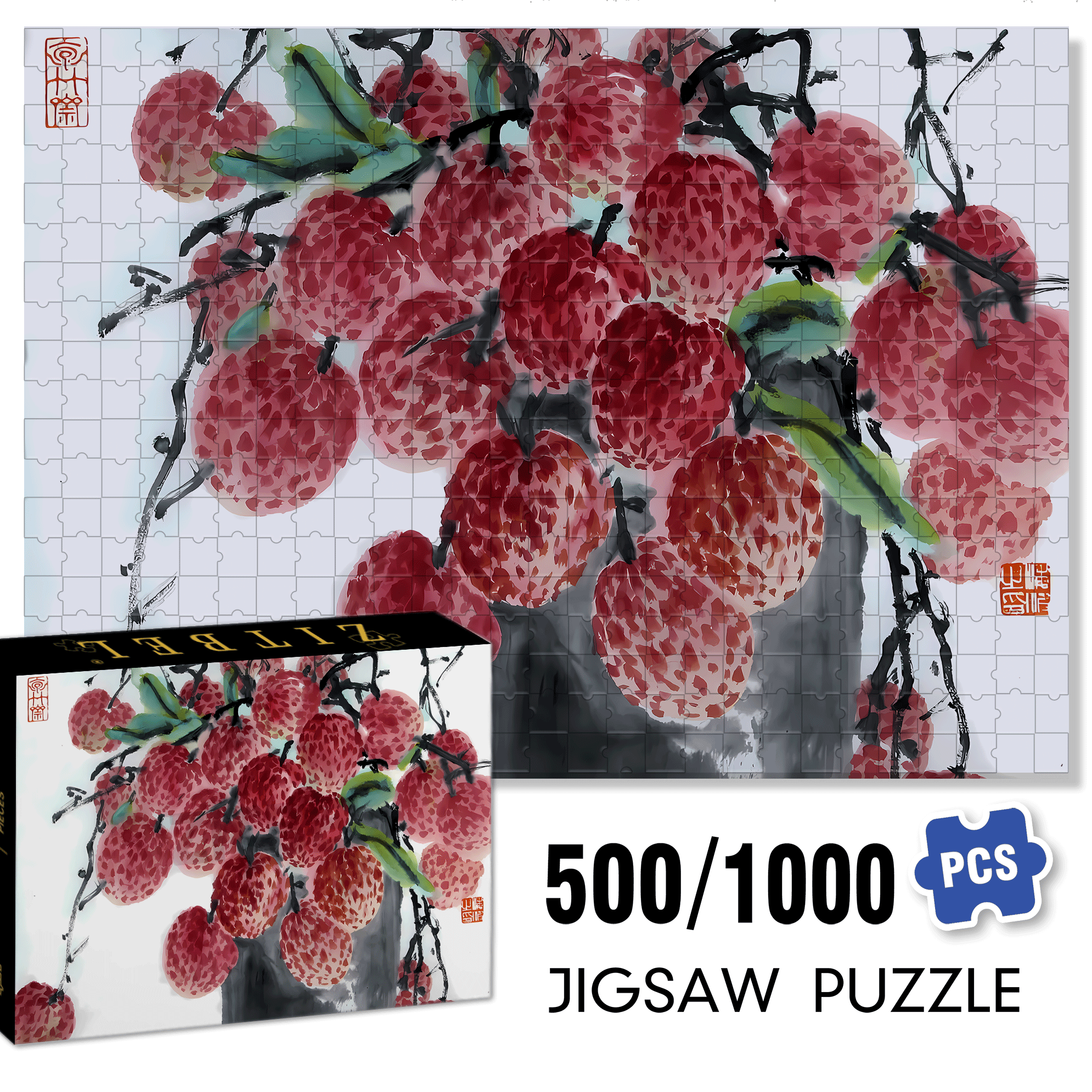 Lychee Love 500pcs/1000pcs Jigsaw Puzzle, Scratch-Resistant, Interactive Family Game & Brain-Boosting DIY Decor, Perfect for Halloween, Christmas & New Year Gifts, Family Puzzle Game
