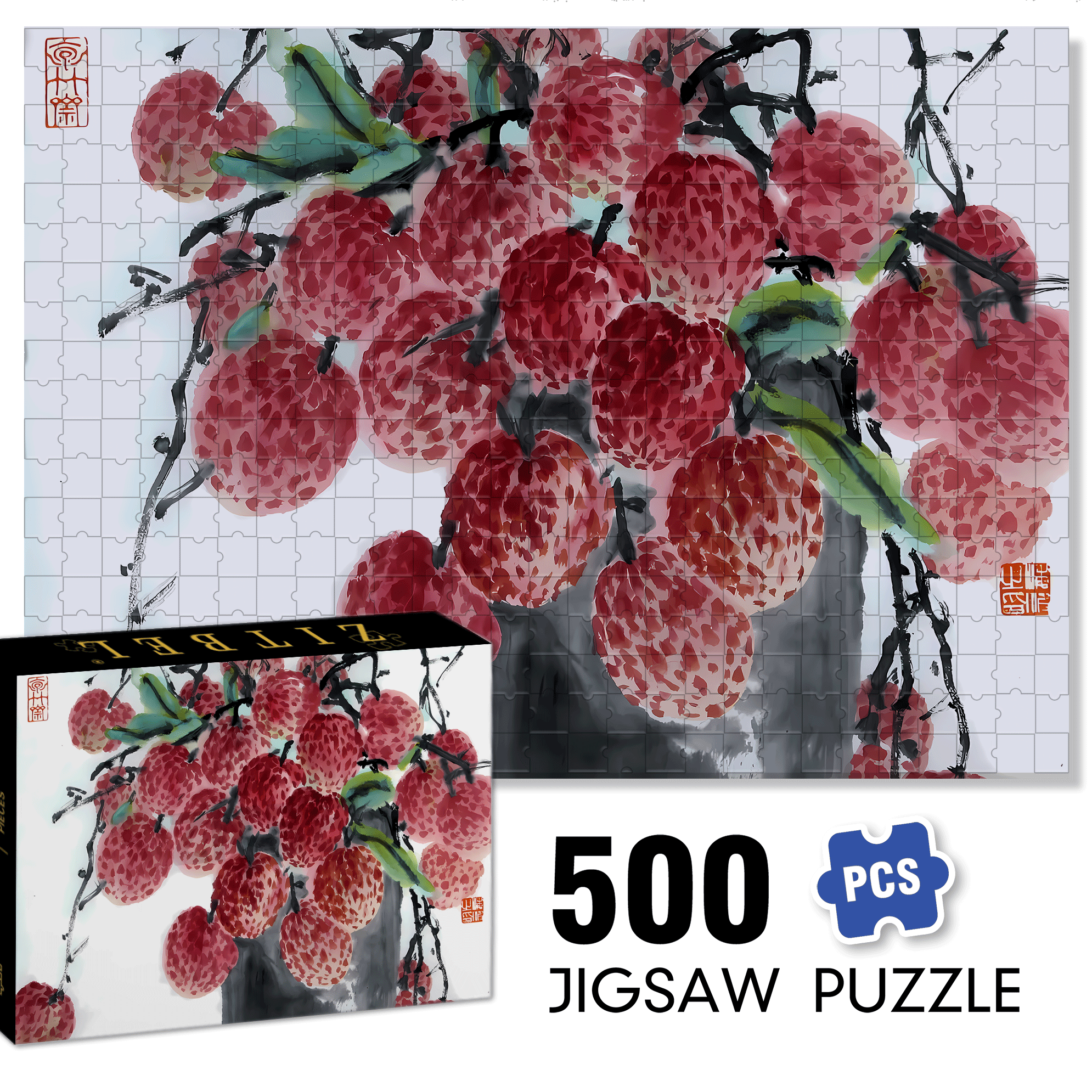 Lychee Love 500pcs/1000pcs Jigsaw Puzzle, Scratch-Resistant, Interactive Family Game & Brain-Boosting DIY Decor, Perfect for Halloween, Christmas & New Year Gifts, Family Puzzle Game