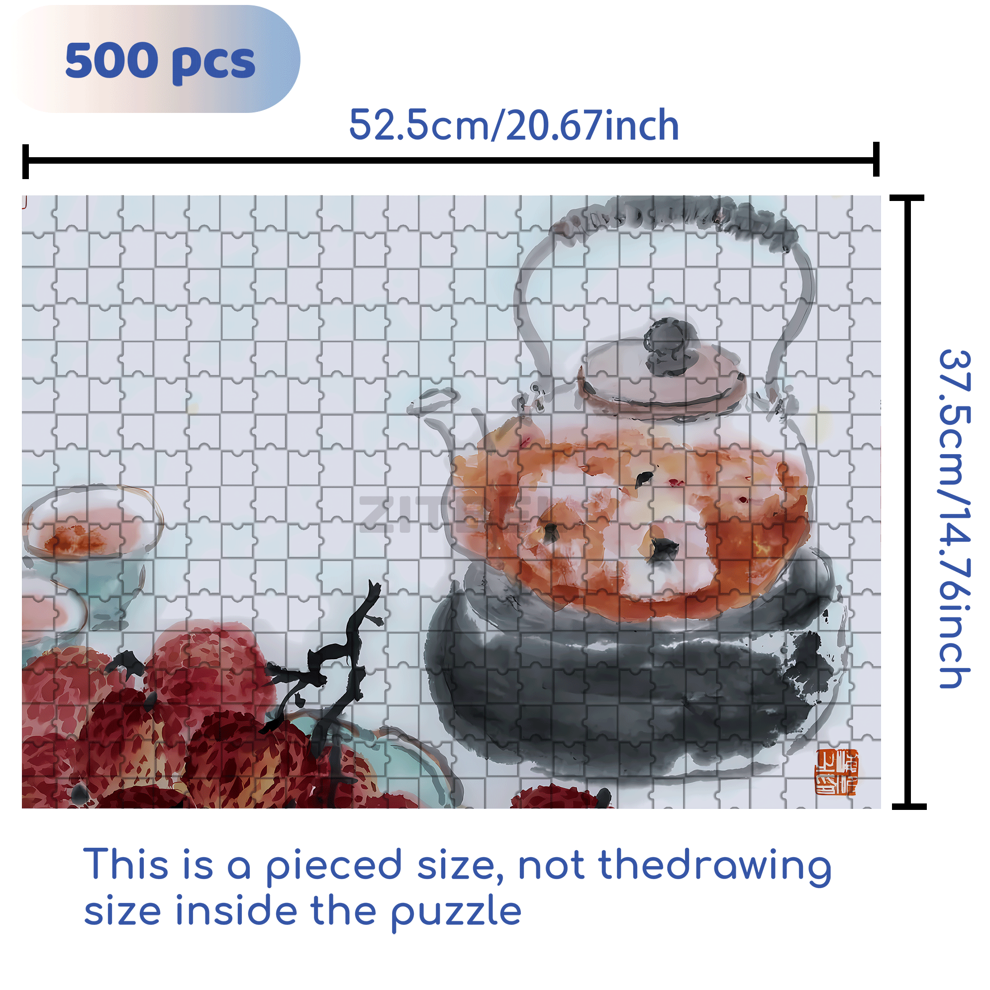 Lychee Tea 500pcs/1000pcs Jigsaw Puzzle, Scratch-Resistant, Interactive Family Game & Brain-Boosting DIY Decor, Perfect for Halloween, Christmas & New Year Gifts, Family Puzzle Game