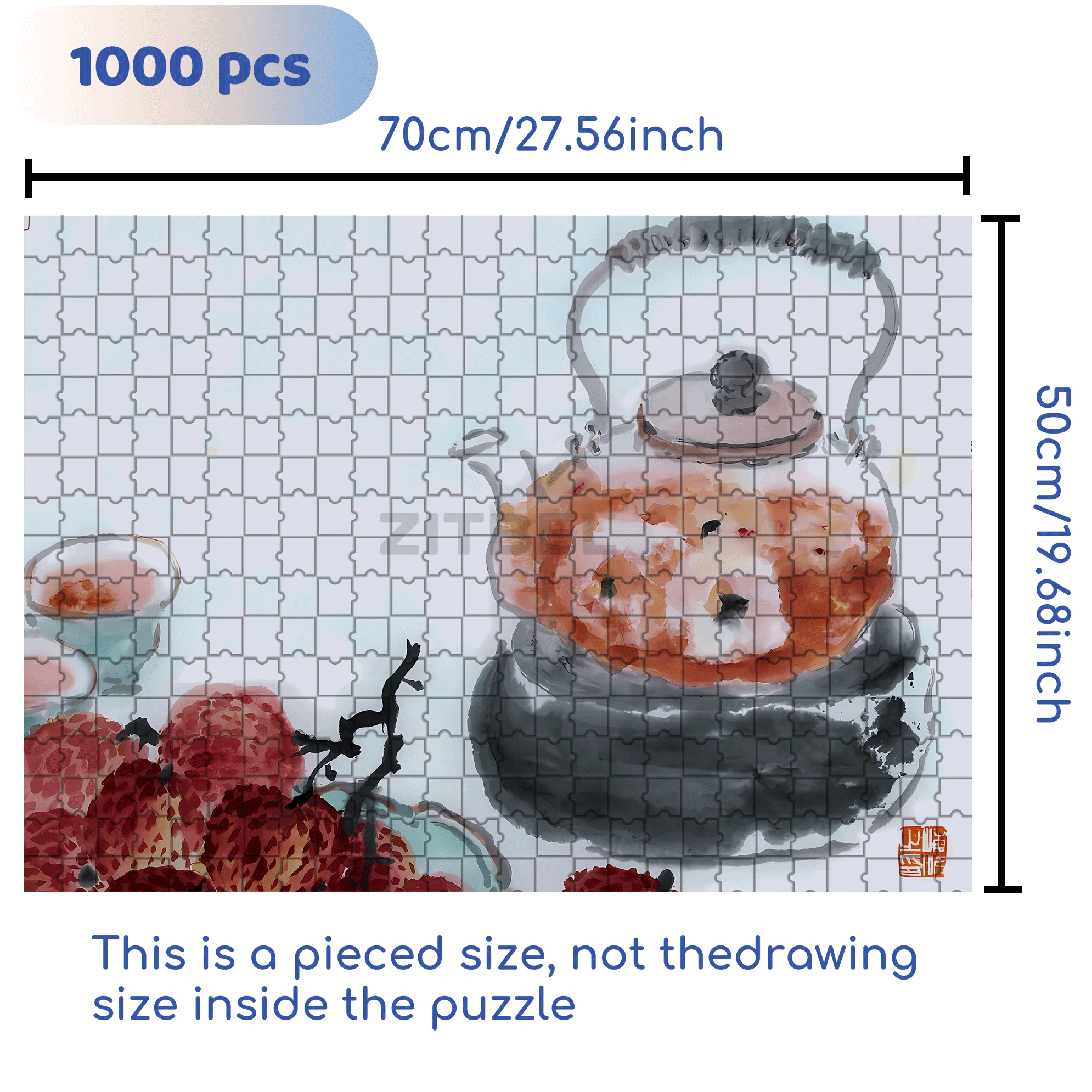 Lychee Tea 500pcs/1000pcs Jigsaw Puzzle, Scratch-Resistant, Interactive Family Game & Brain-Boosting DIY Decor, Perfect for Halloween, Christmas & New Year Gifts, Family Puzzle Game