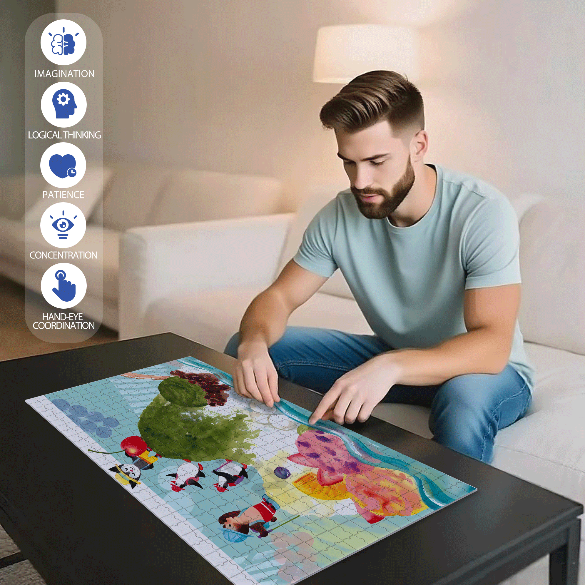 Matcha Shaved Ice 500pcs/1000pcs Jigsaw Puzzle, Scratch-Resistant, Interactive Family Game & Brain-Boosting DIY Decor, Perfect for Halloween, Christmas & New Year Gifts, Family Puzzle Game