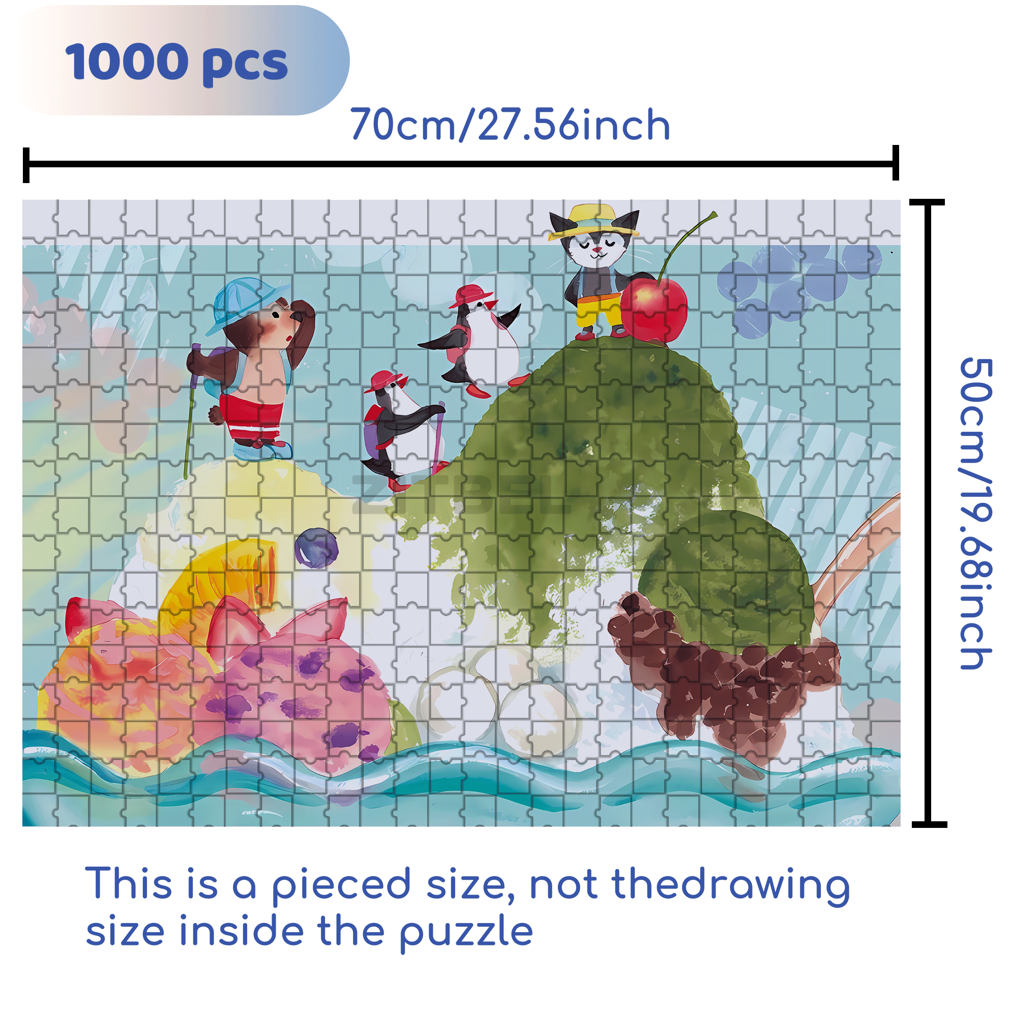 Matcha Shaved Ice 500pcs/1000pcs Jigsaw Puzzle, Scratch-Resistant, Interactive Family Game & Brain-Boosting DIY Decor, Perfect for Halloween, Christmas & New Year Gifts, Family Puzzle Game
