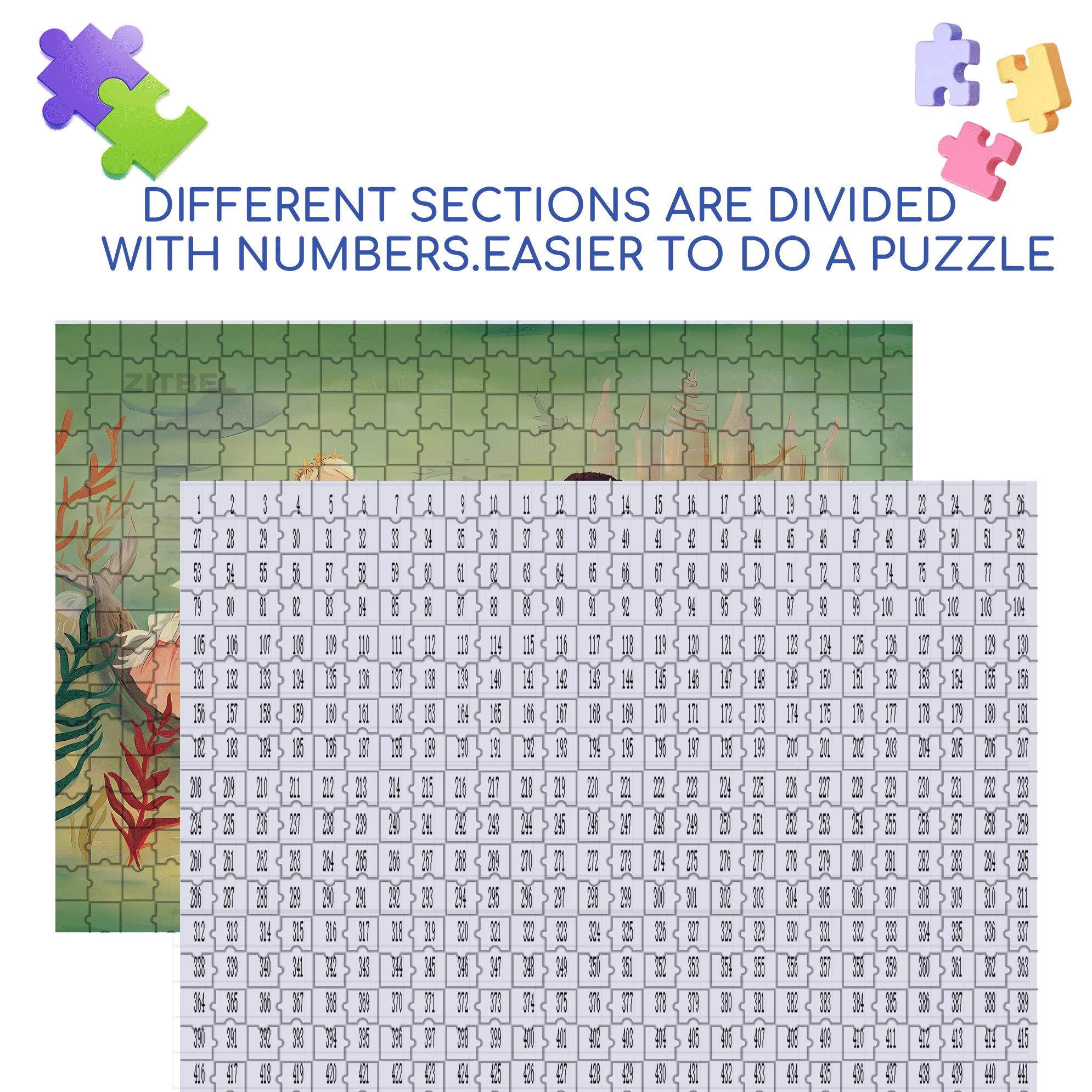 Mermaid Tea Party 500pcs/1000pcs Jigsaw Puzzle, Scratch-Resistant, Interactive Family Game & Brain-Boosting DIY Decor, Perfect for Halloween, Christmas & New Year Gifts, Family Puzzle Game