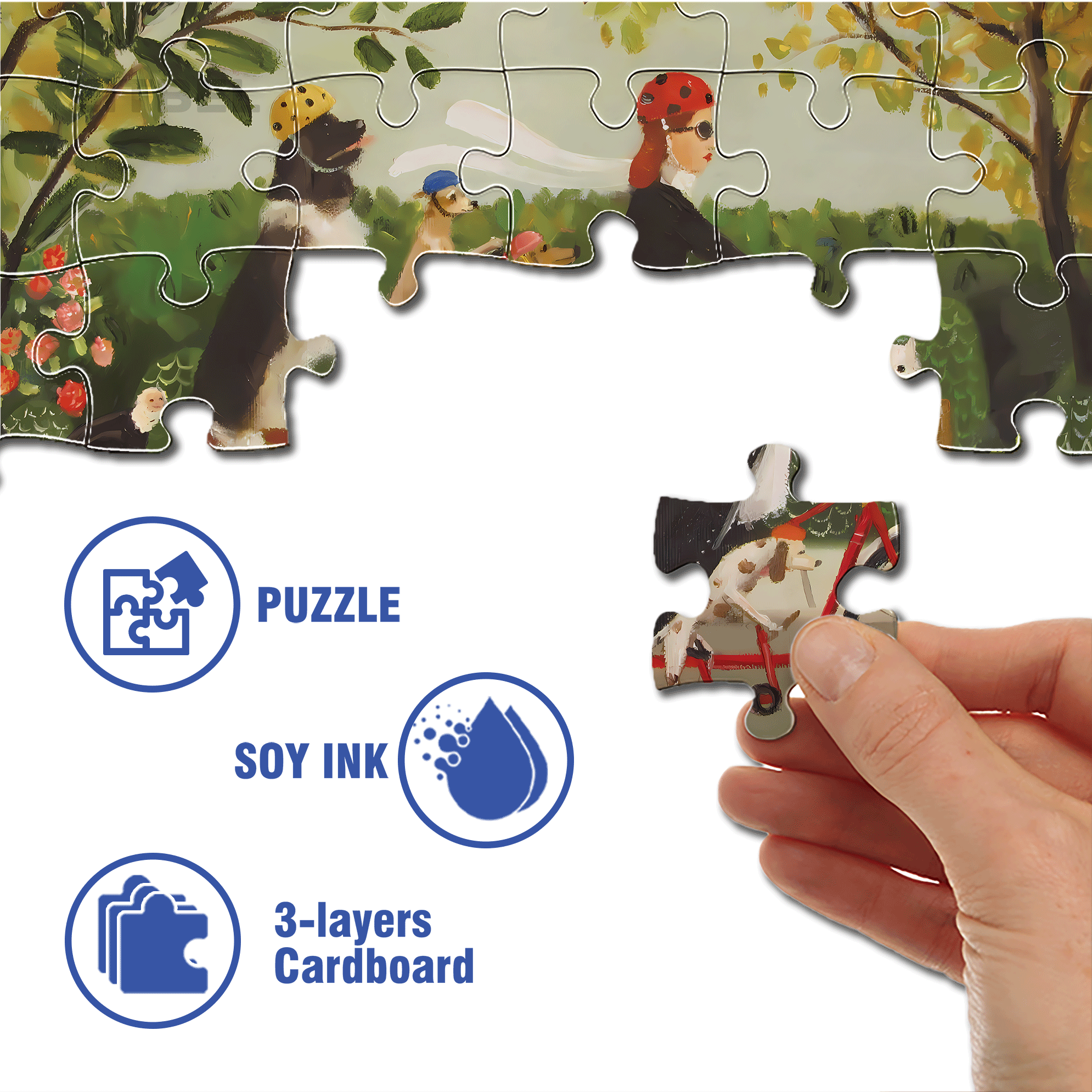 Miss Moon's Bike 500pcs/1000pcs Jigsaw Puzzle, Scratch-Resistant, Interactive Family Game & Brain-Boosting DIY Decor, Perfect for Halloween, Christmas & New Year Gifts, Family Puzzle Game
